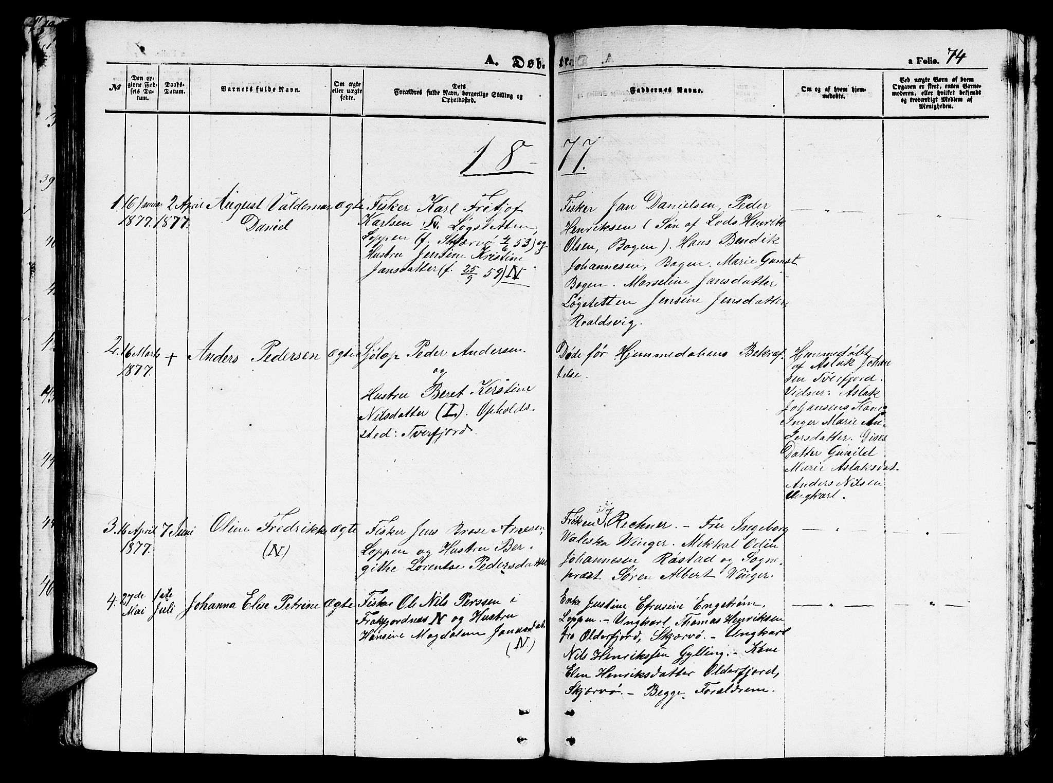 Loppa sokneprestkontor, SATØ/S-1339/H/Hb/L0002klokker: Parish register (copy) no. 2, 1850-1880, p. 74