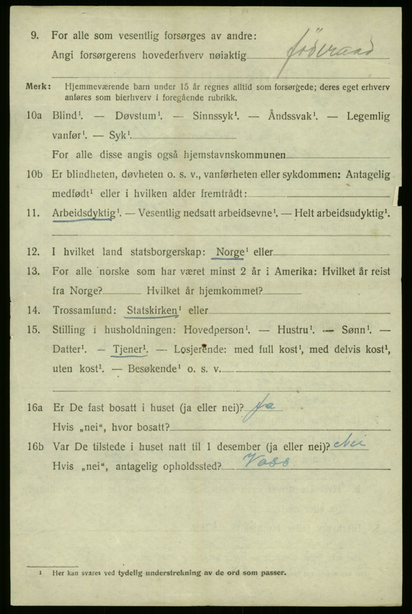 SAB, 1920 census for Jølster, 1920, p. 3579