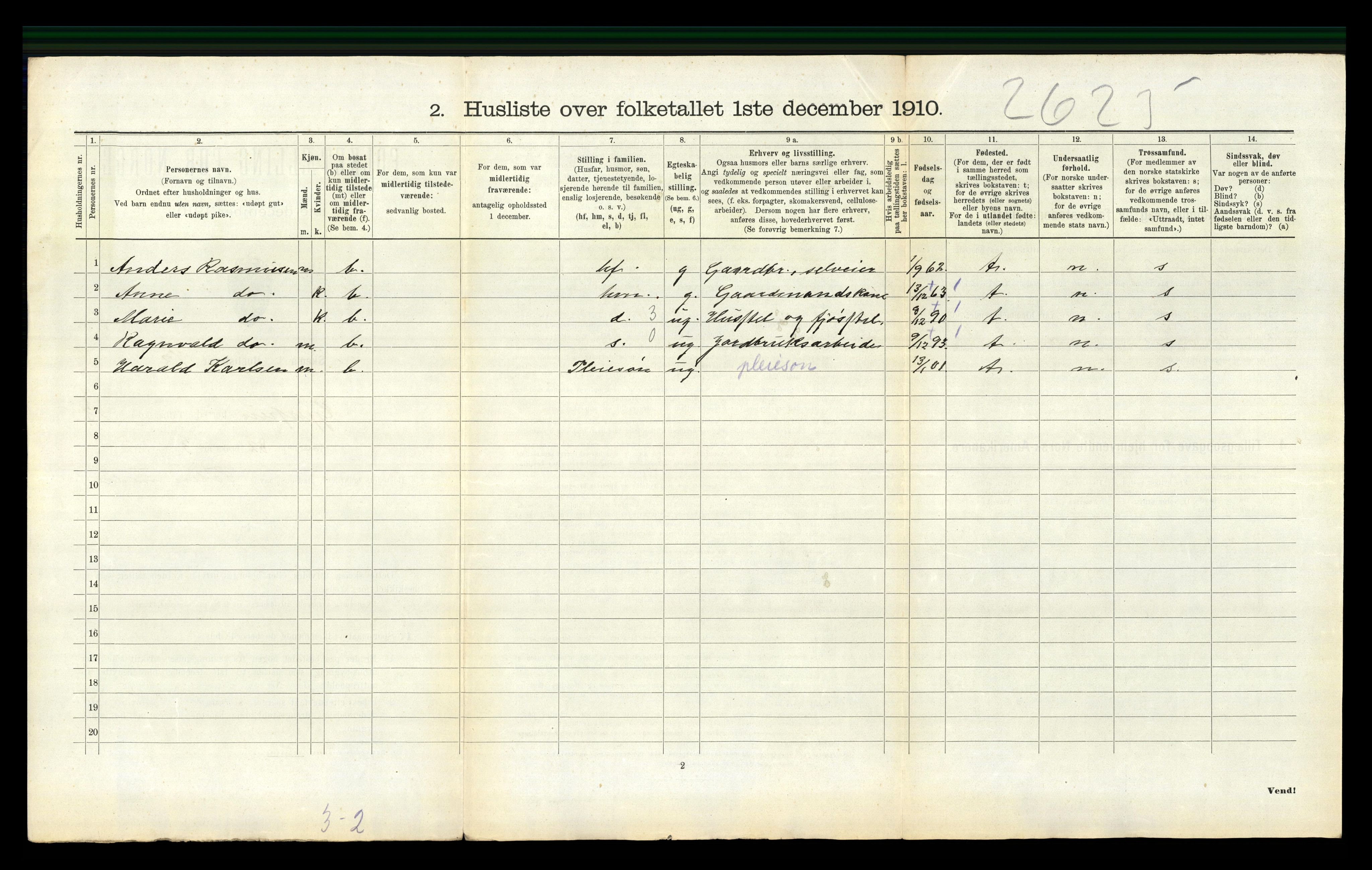 RA, 1910 census for Gjerpen, 1910, p. 2408