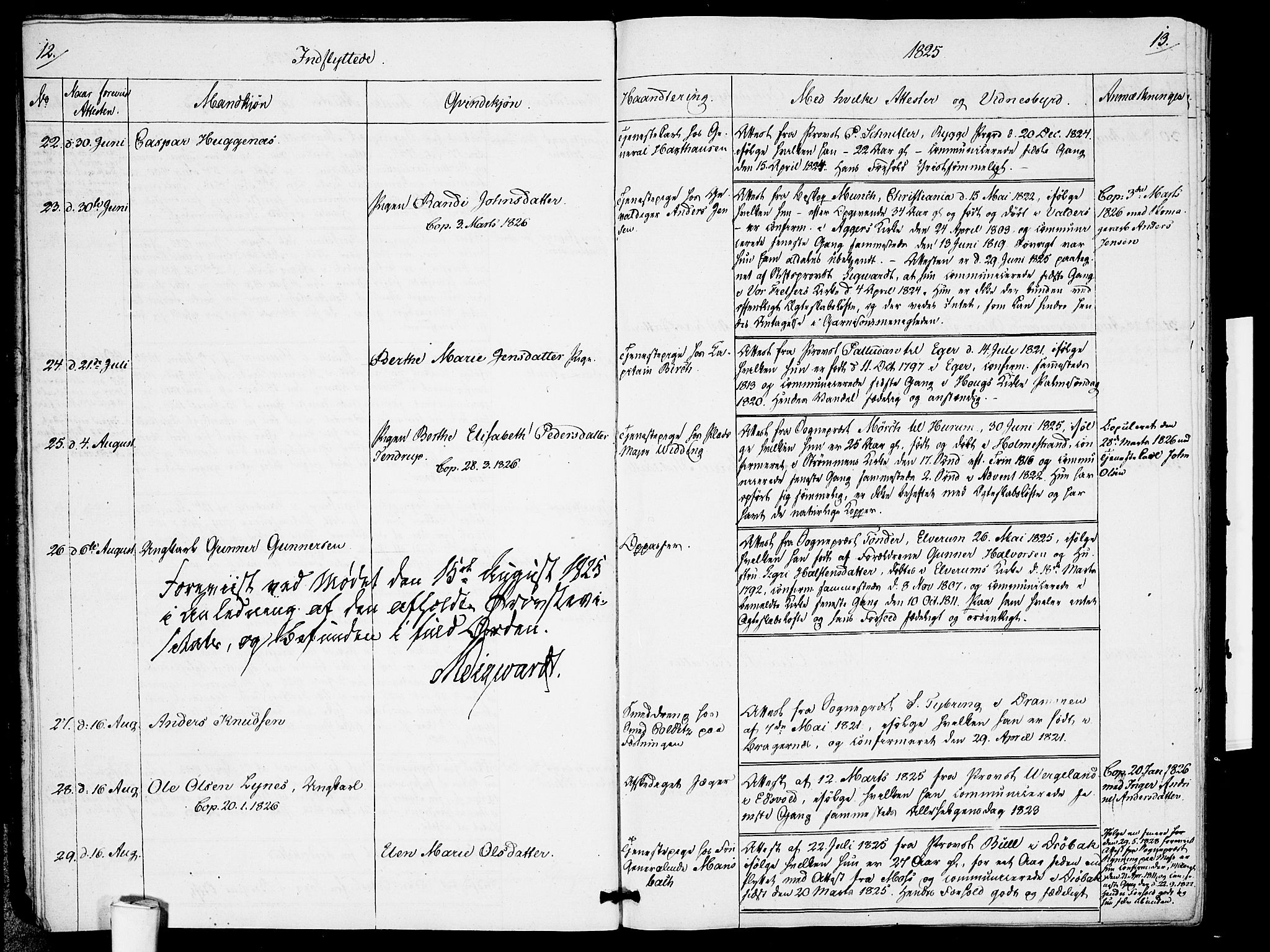 Garnisonsmenigheten Kirkebøker, SAO/A-10846/F/Fa/L0005: Parish register (official) no. 5, 1824-1830, p. 12-13