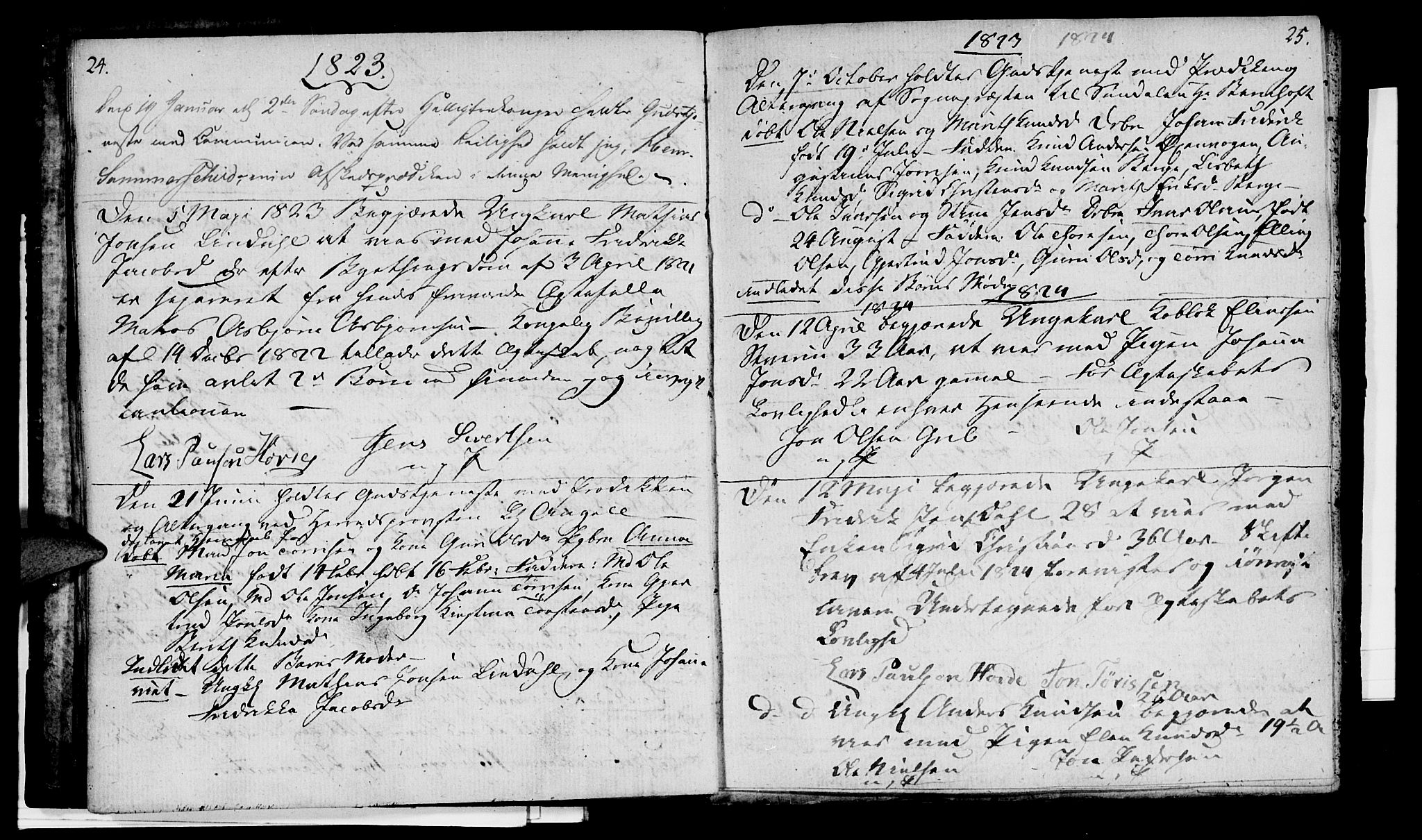 Ministerialprotokoller, klokkerbøker og fødselsregistre - Møre og Romsdal, SAT/A-1454/574/L0877: Parish register (official) no. 574A03, 1814-1832, p. 24-25