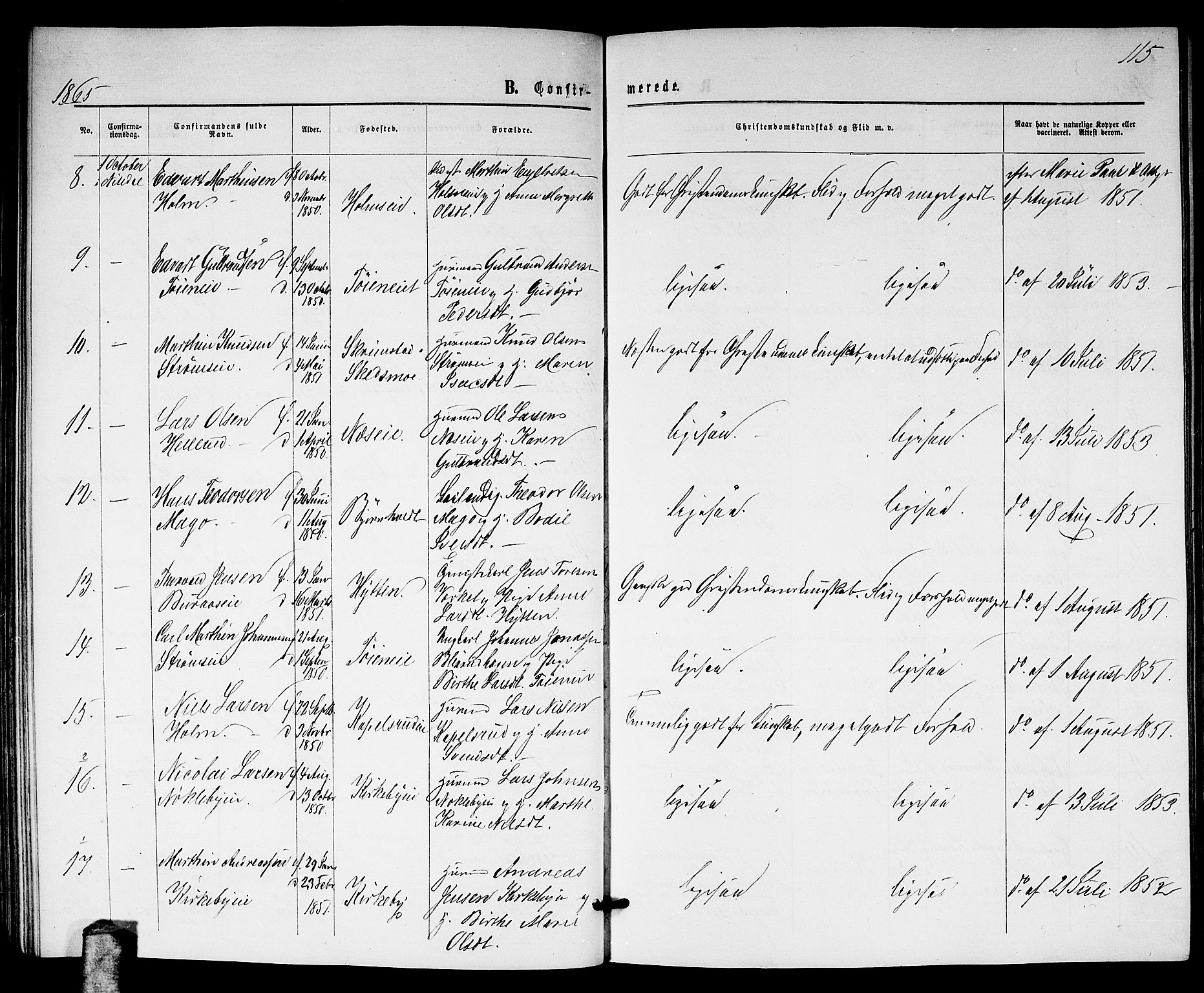 Nittedal prestekontor Kirkebøker, SAO/A-10365a/G/Gb/L0001: Parish register (copy) no. II 1, 1859-1878, p. 115
