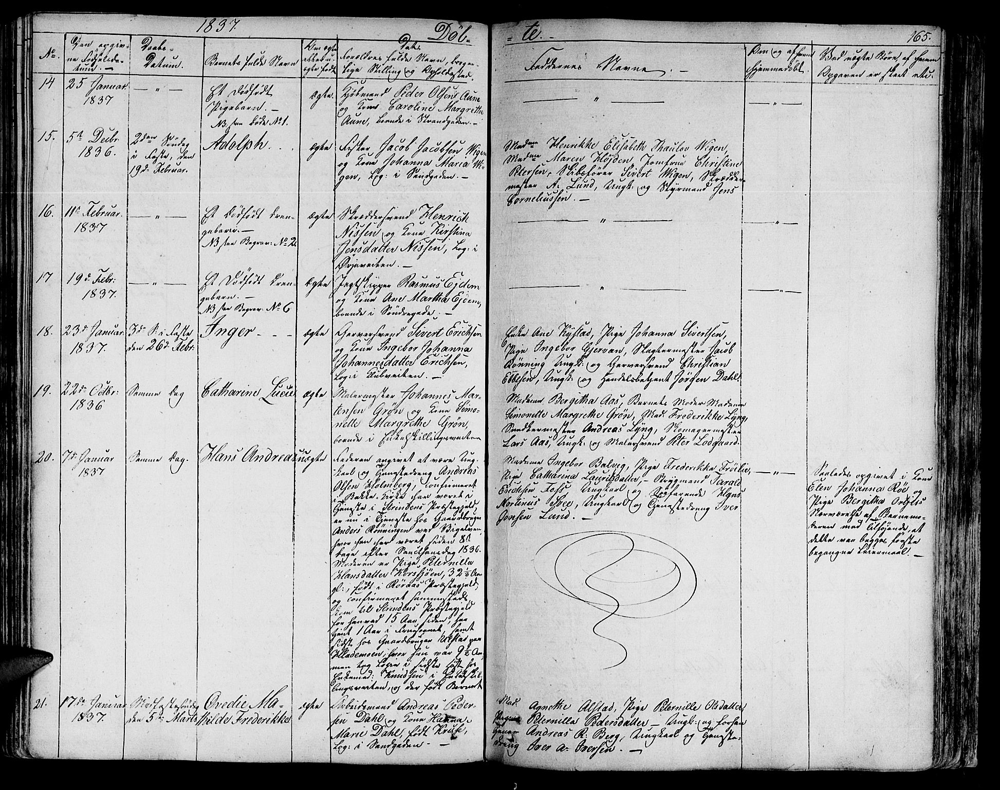 Ministerialprotokoller, klokkerbøker og fødselsregistre - Sør-Trøndelag, SAT/A-1456/602/L0108: Parish register (official) no. 602A06, 1821-1839, p. 165