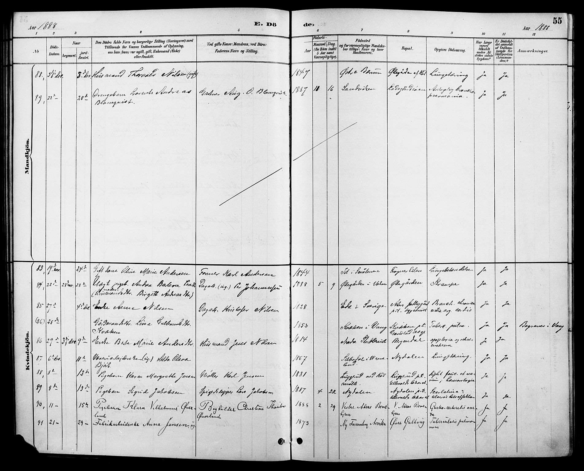 Vestre Aker prestekontor Kirkebøker, AV/SAO-A-10025/F/Fa/L0011: Parish register (official) no. 11, 1886-1904, p. 55