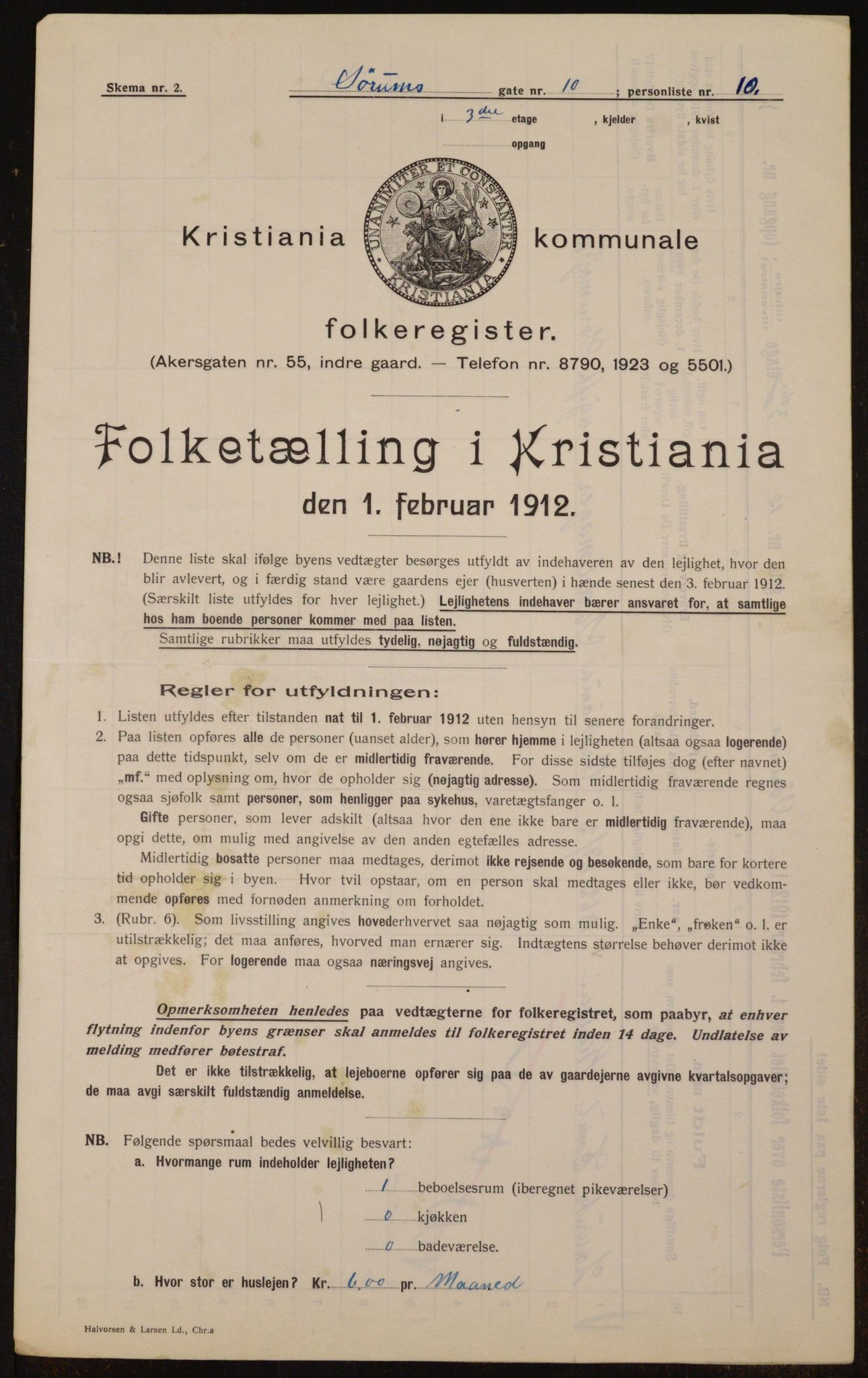 OBA, Municipal Census 1912 for Kristiania, 1912, p. 107067