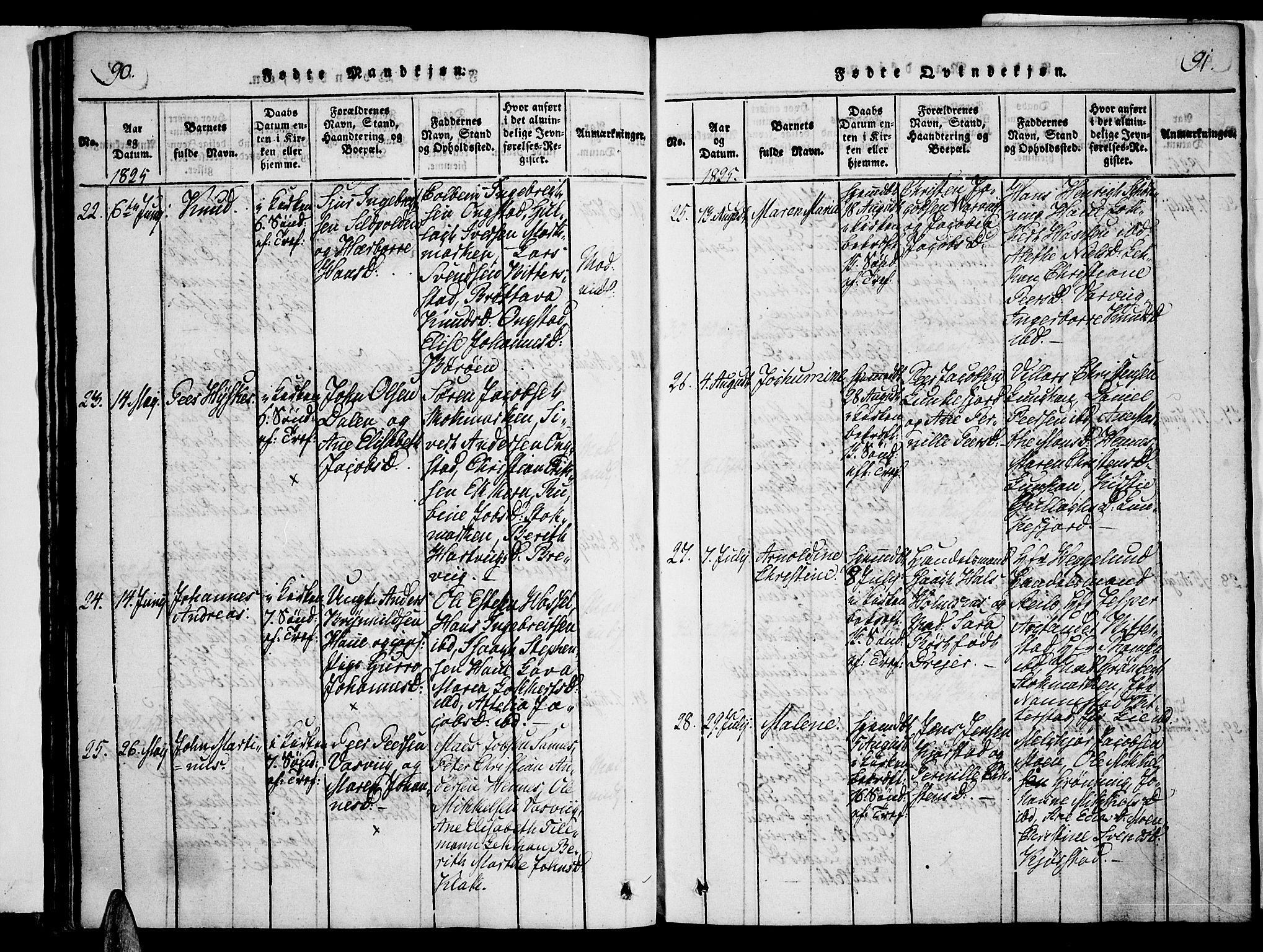 Ministerialprotokoller, klokkerbøker og fødselsregistre - Nordland, AV/SAT-A-1459/888/L1237: Parish register (official) no. 888A05 /1, 1820-1836, p. 90-91