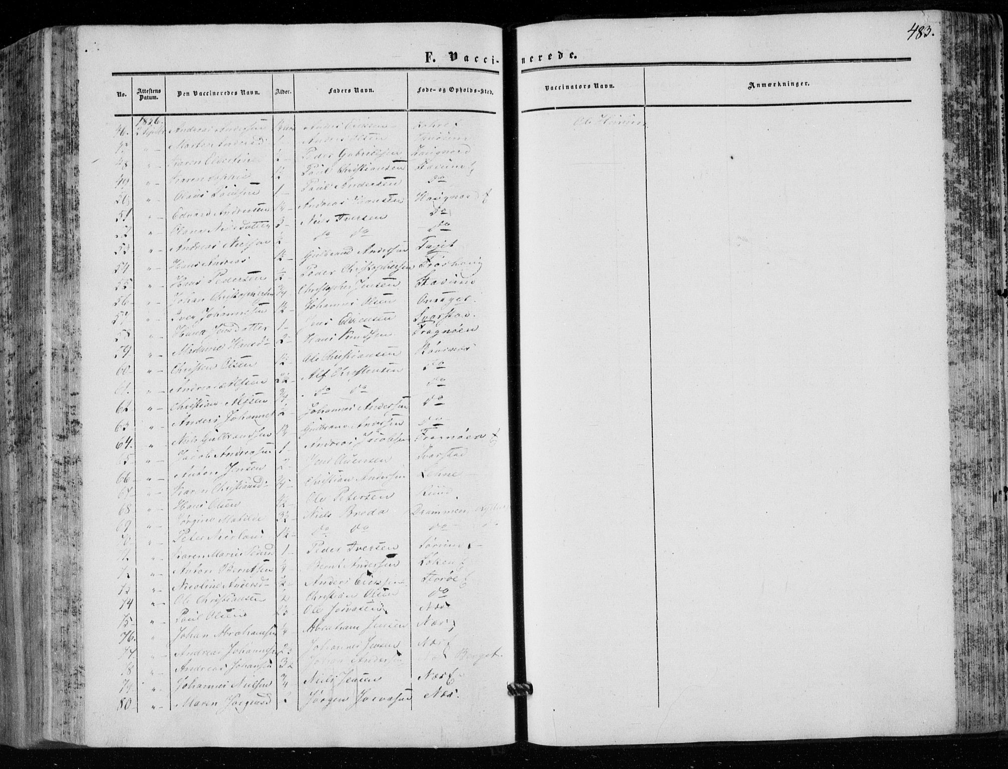 Hole kirkebøker, AV/SAKO-A-228/F/Fa/L0006: Parish register (official) no. I 6, 1852-1872, p. 483