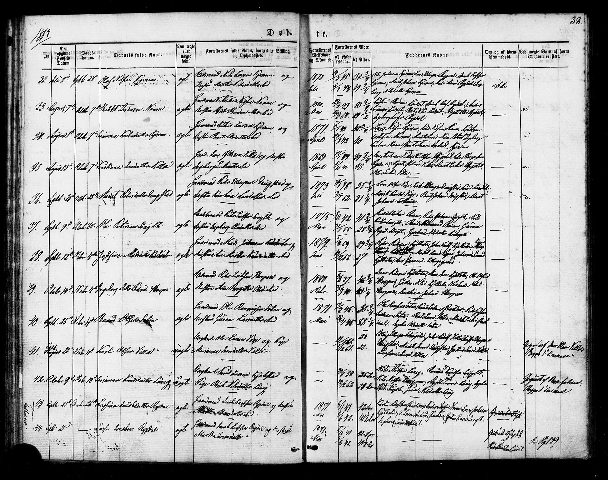 Ministerialprotokoller, klokkerbøker og fødselsregistre - Møre og Romsdal, SAT/A-1454/541/L0545: Parish register (official) no. 541A02, 1872-1886, p. 33