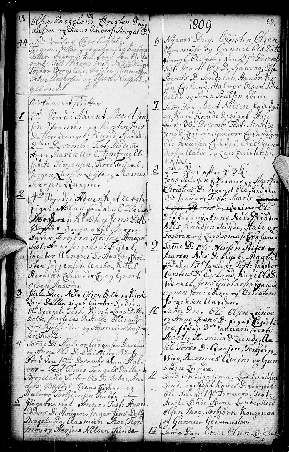 Gjerstad sokneprestkontor, SAK/1111-0014/F/Fb/Fba/L0001: Parish register (copy) no. B 1, 1797-1816, p. 68-69