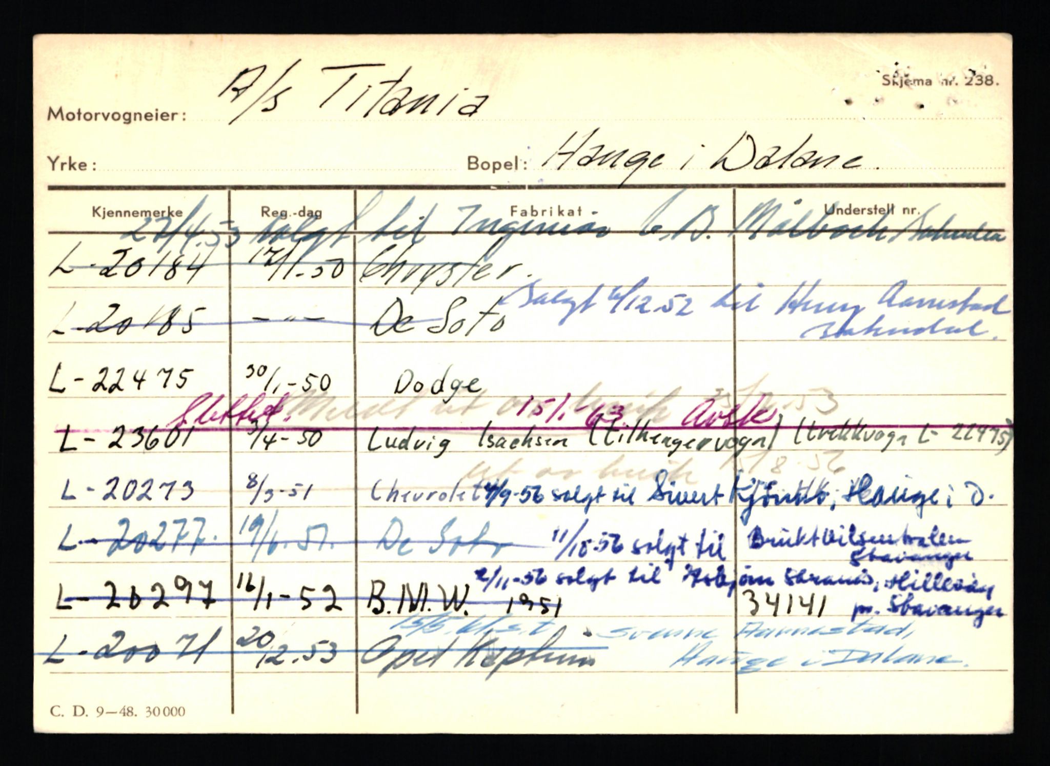 Stavanger trafikkstasjon, AV/SAST-A-101942/0/H/L0038: Sørbø - Tjeltveit, 1930-1971, p. 2726