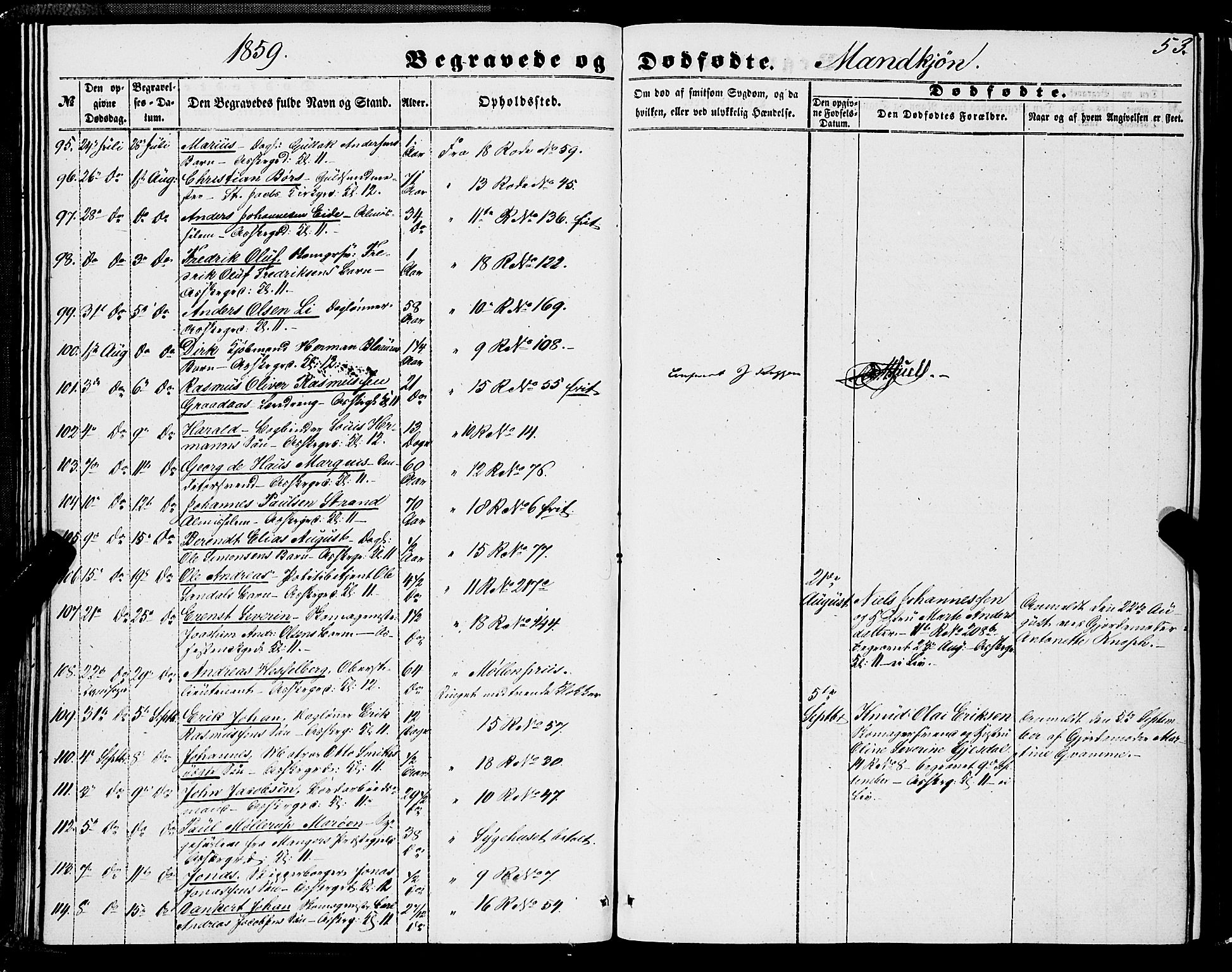 Domkirken sokneprestembete, AV/SAB-A-74801/H/Haa/L0041: Parish register (official) no. E 2, 1853-1863, p. 53