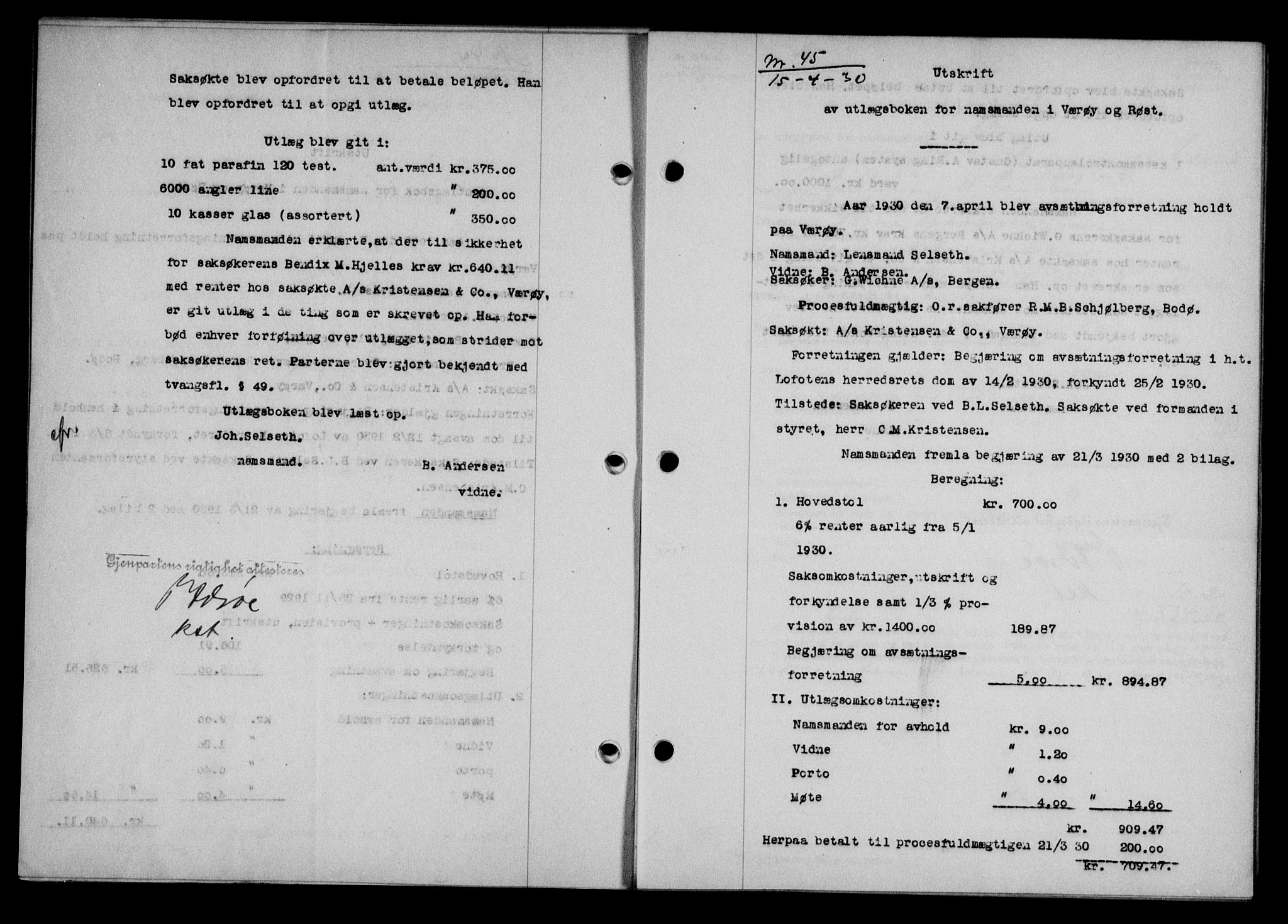 Lofoten sorenskriveri, SAT/A-0017/1/2/2C/L0021b: Mortgage book no. 21b, 1930-1930, Deed date: 15.04.1930