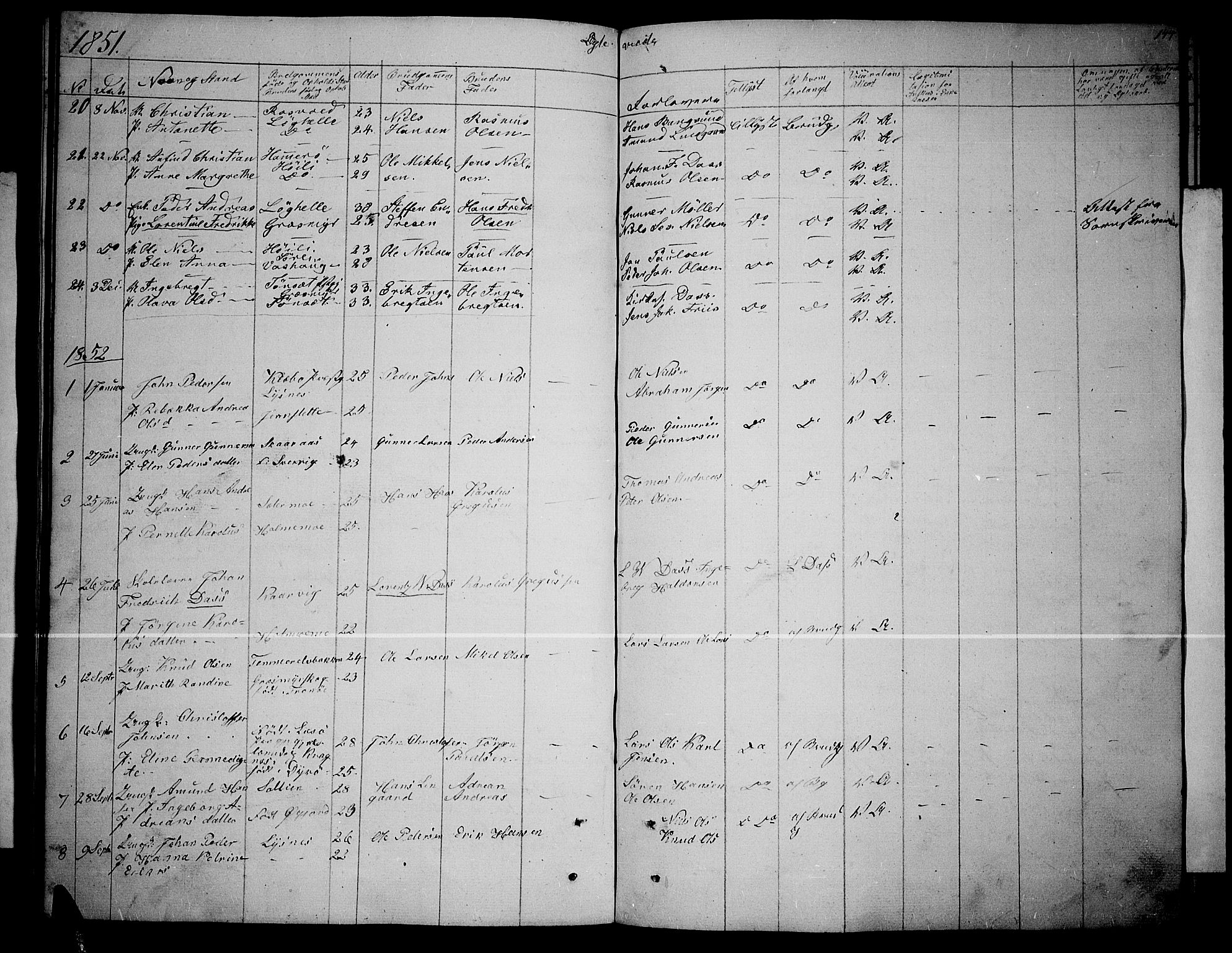 Lenvik sokneprestembete, AV/SATØ-S-1310/H/Ha/Hab/L0003klokker: Parish register (copy) no. 3, 1844-1858, p. 144