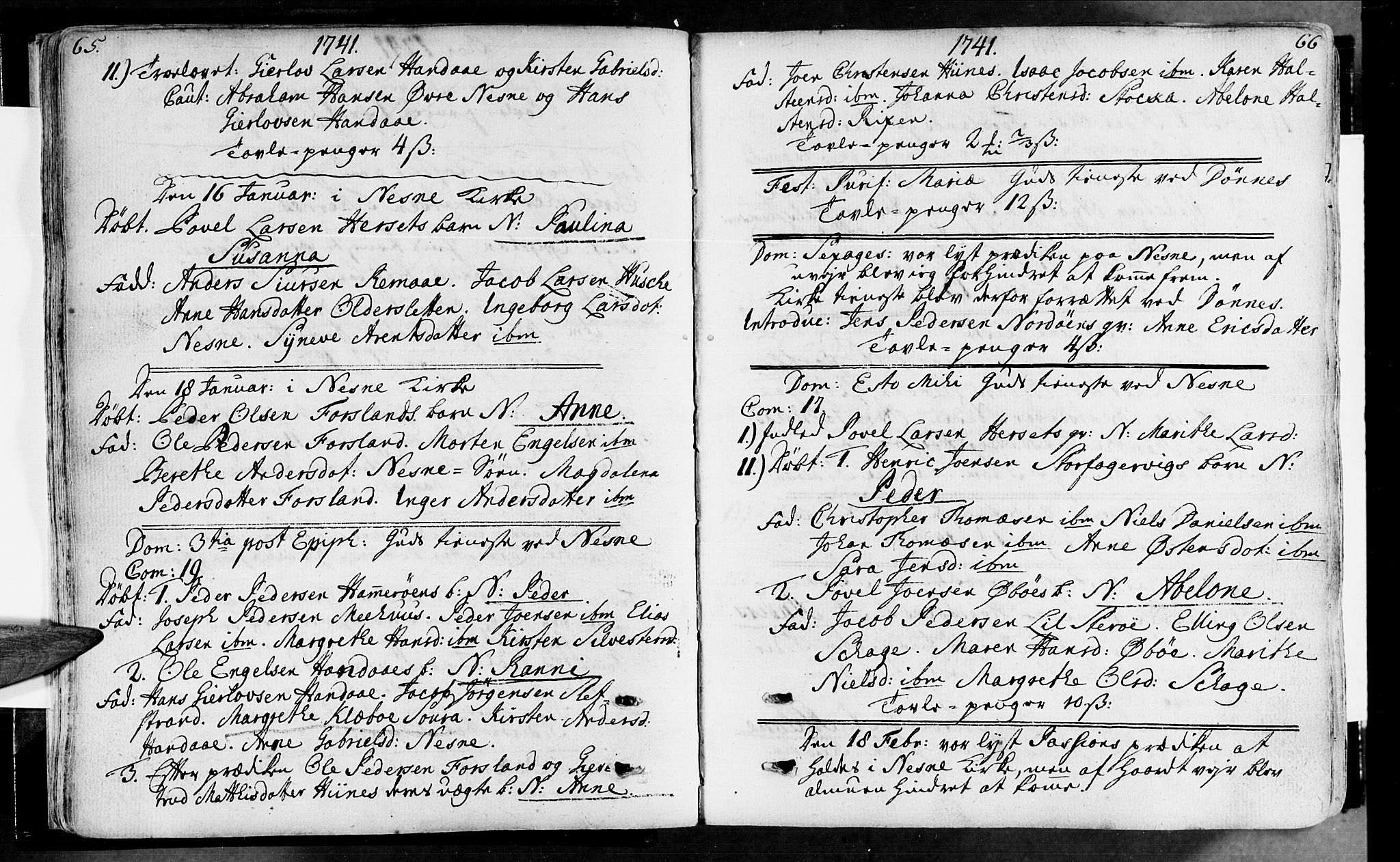 Ministerialprotokoller, klokkerbøker og fødselsregistre - Nordland, AV/SAT-A-1459/838/L0543: Parish register (official) no. 838A02, 1738-1769, p. 65-66