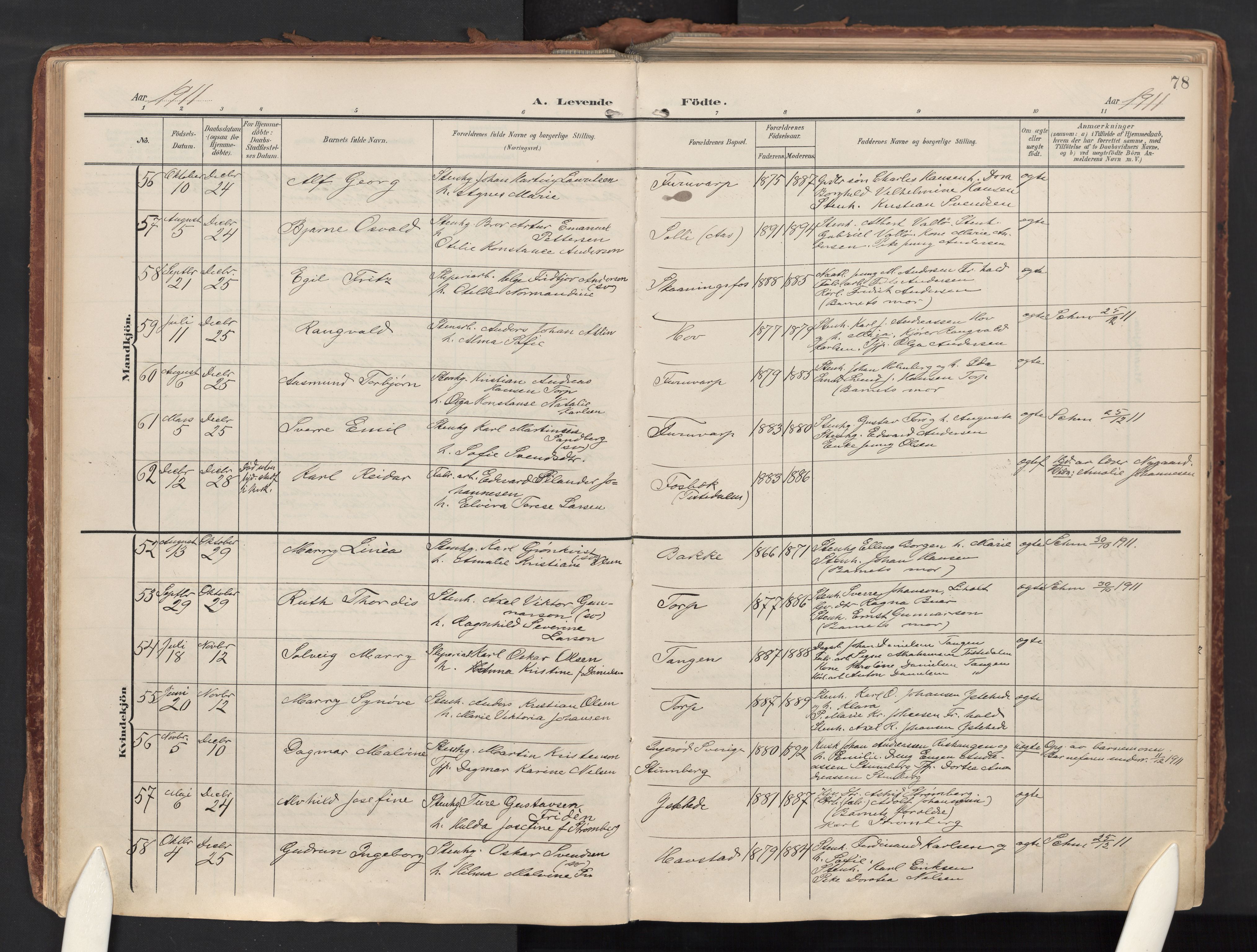 Idd prestekontor Kirkebøker, AV/SAO-A-10911/F/Fc/L0007: Parish register (official) no. III 7, 1904-1925, p. 78