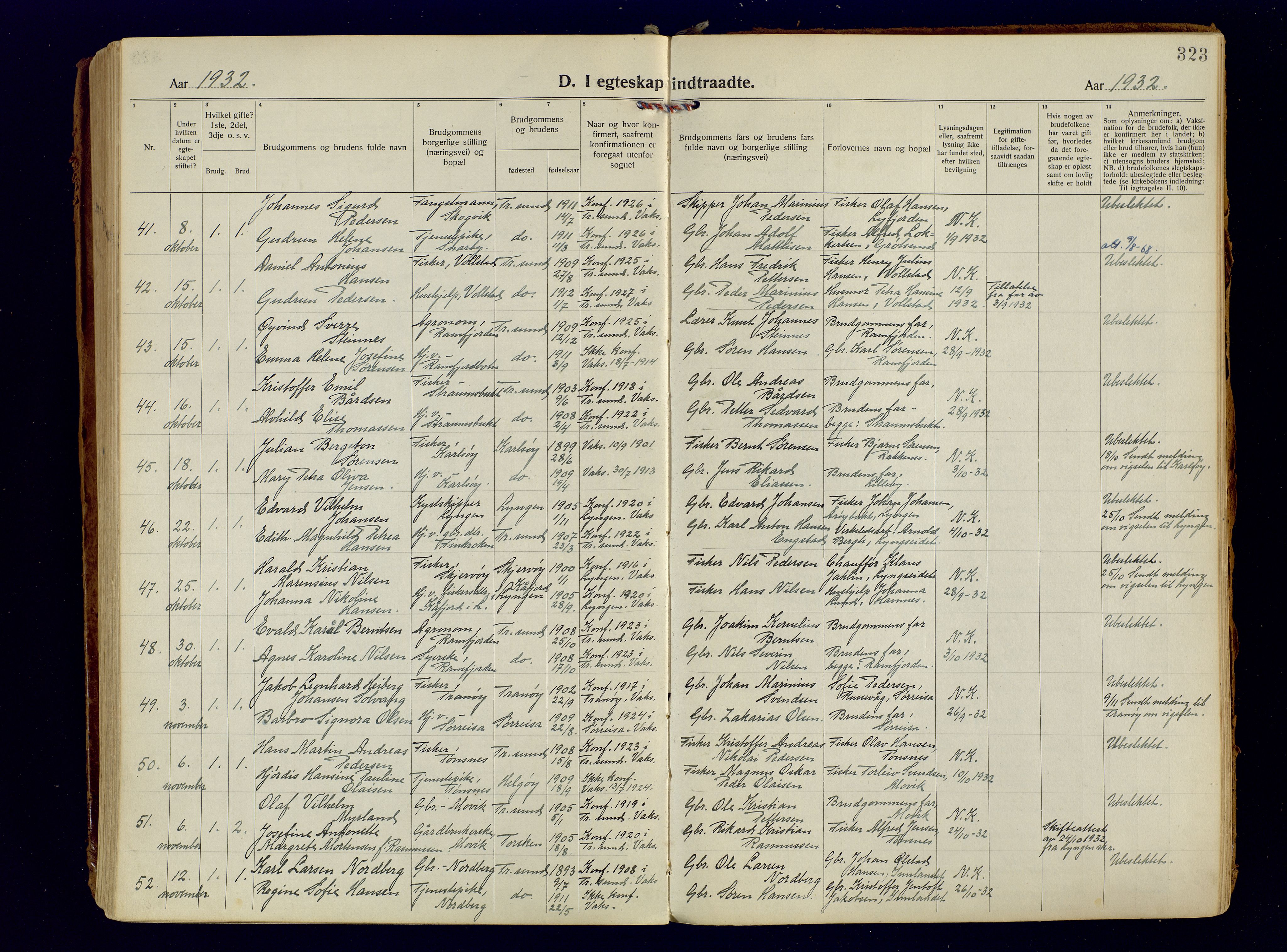 Tromsøysund sokneprestkontor, SATØ/S-1304/G/Ga/L0009kirke: Parish register (official) no. 9, 1922-1934, p. 323