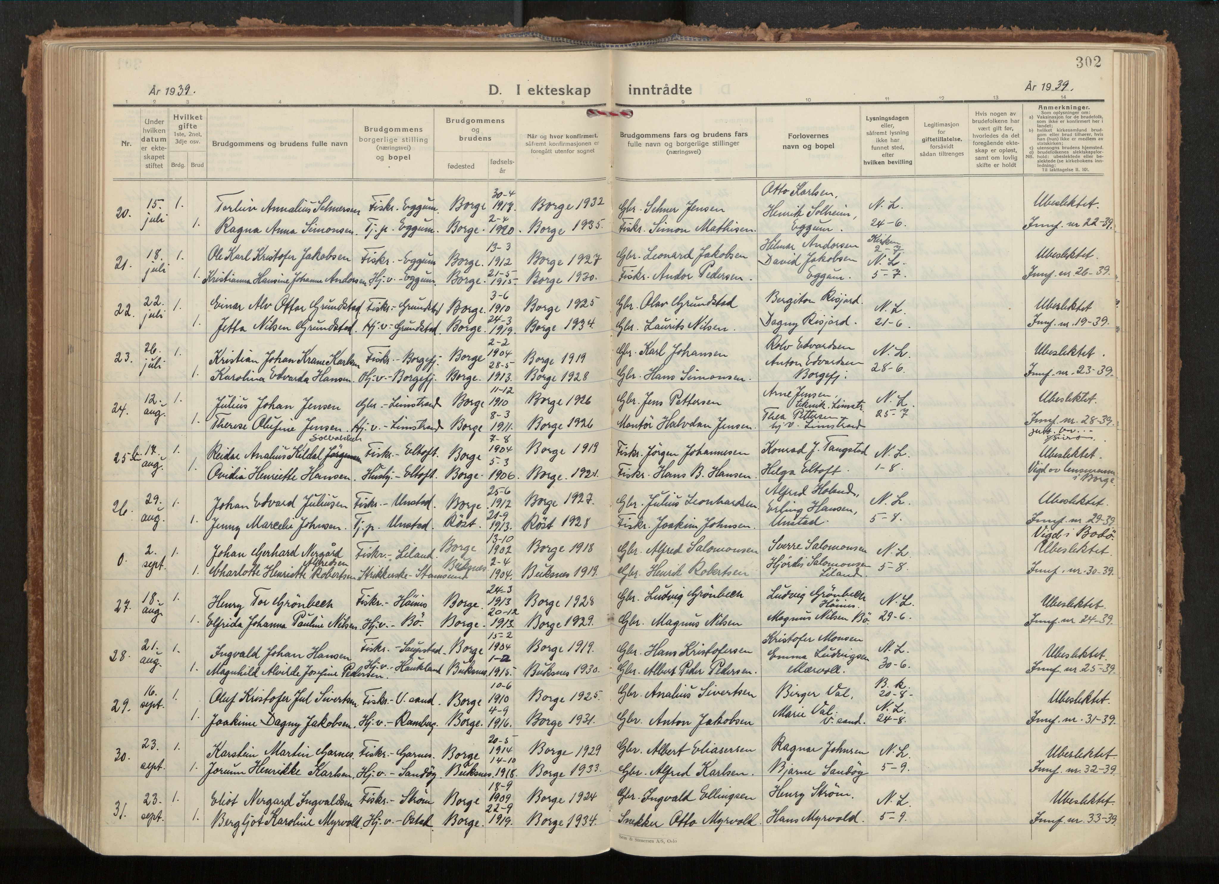 Ministerialprotokoller, klokkerbøker og fødselsregistre - Nordland, AV/SAT-A-1459/880/L1137: Parish register (official) no. 880A11, 1927-1944, p. 302