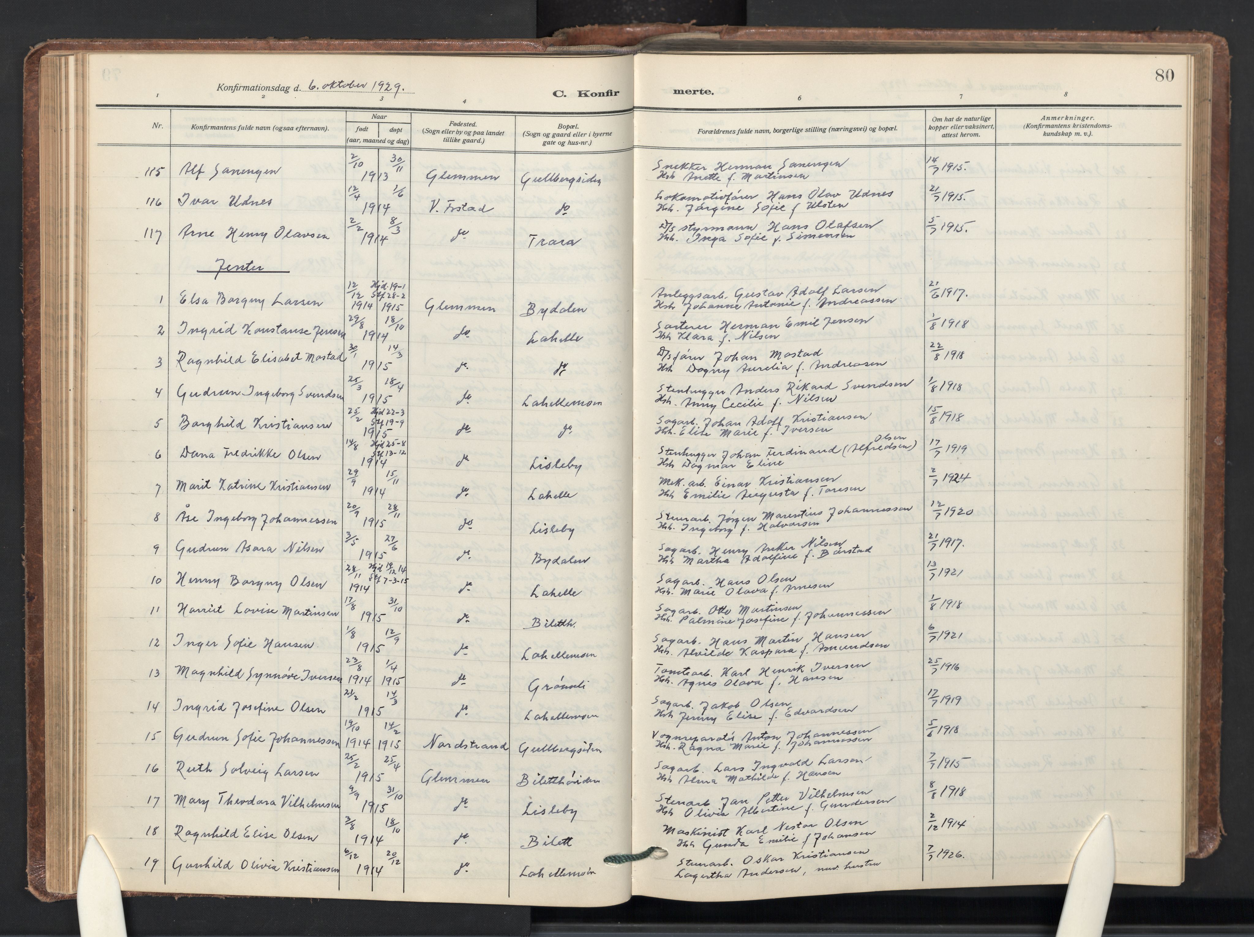 Glemmen prestekontor Kirkebøker, AV/SAO-A-10908/G/Ga/L0008: Parish register (copy) no. 8, 1923-1956, p. 80