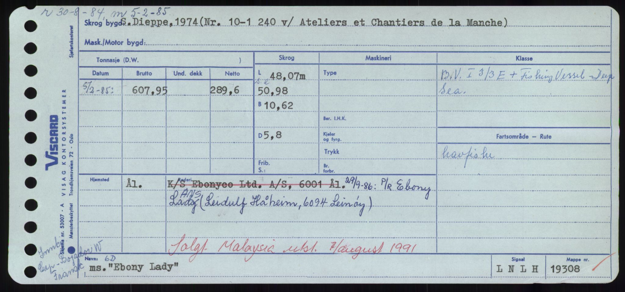 Sjøfartsdirektoratet med forløpere, Skipsmålingen, RA/S-1627/H/Hd/L0009: Fartøy, E, p. 9