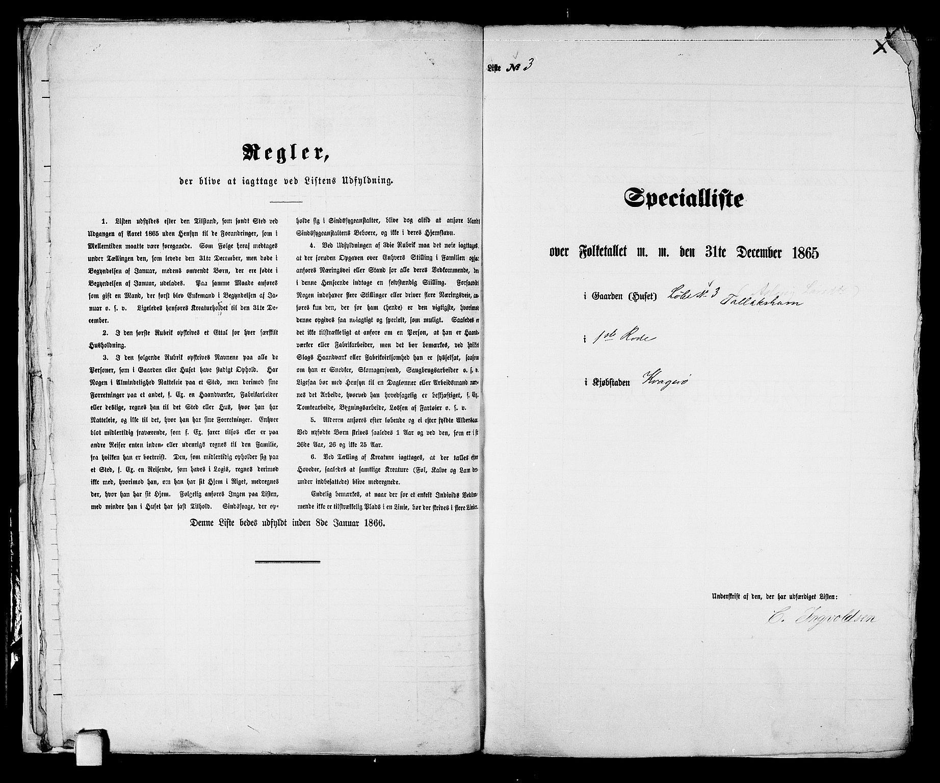 RA, 1865 census for Kragerø/Kragerø, 1865, p. 15