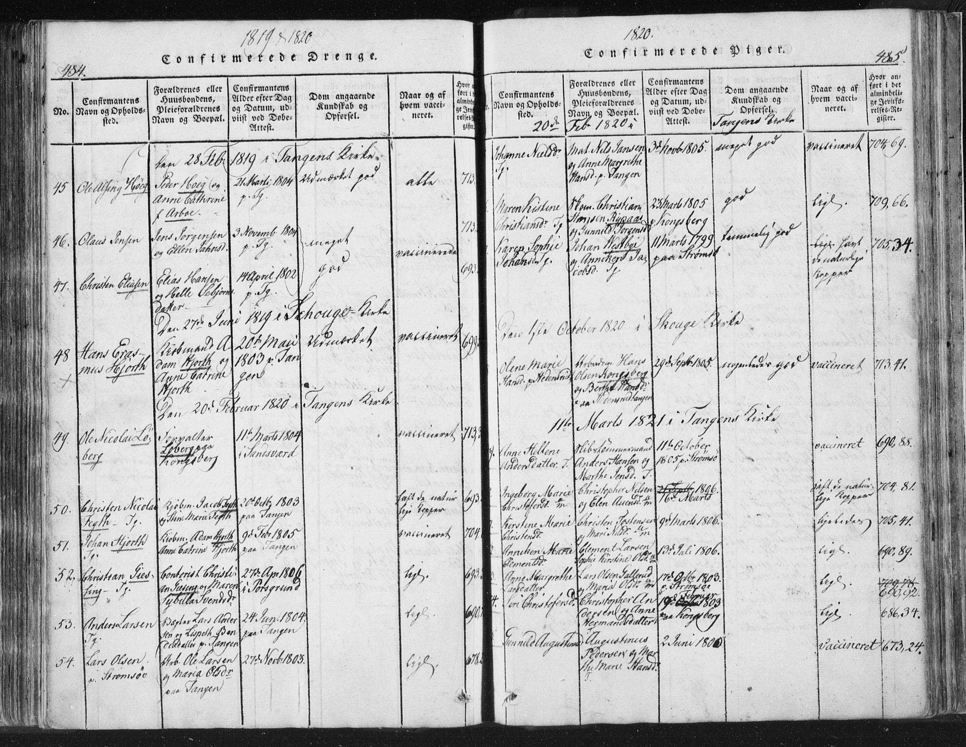 Strømsø kirkebøker, AV/SAKO-A-246/F/Fb/L0004: Parish register (official) no. II 4, 1814-1843, p. 484-485