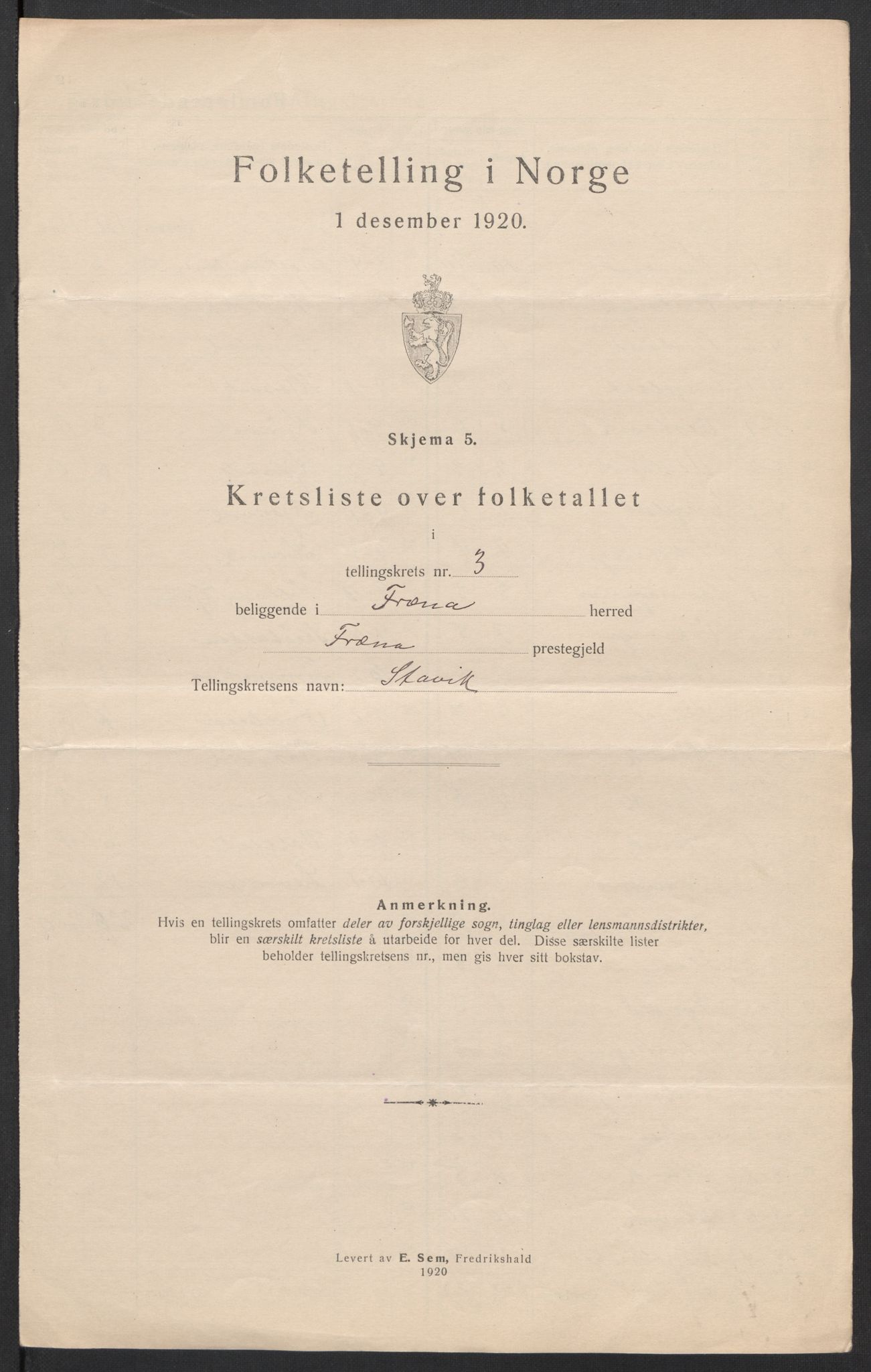 SAT, 1920 census for Fræna, 1920, p. 12