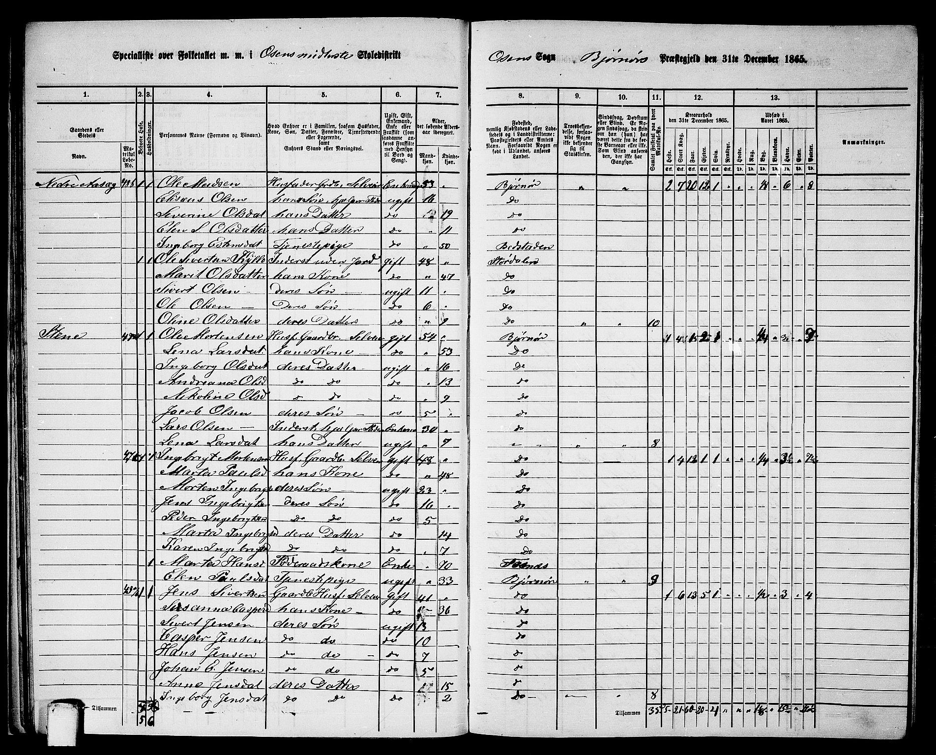 RA, 1865 census for Bjørnør, 1865, p. 27