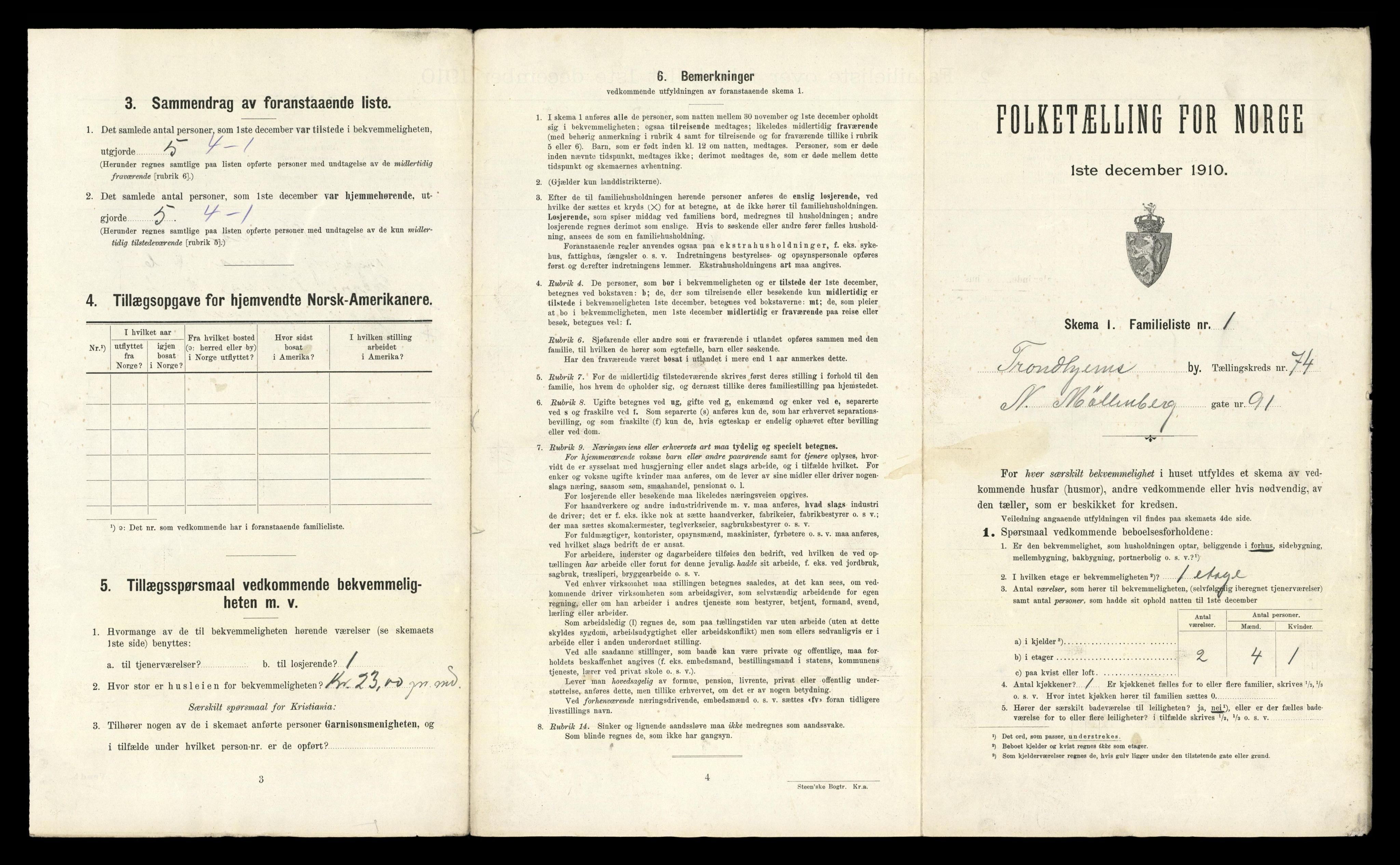 RA, 1910 census for Trondheim, 1910, p. 22163