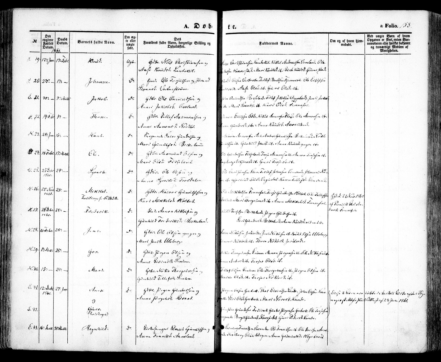 Evje sokneprestkontor, AV/SAK-1111-0008/F/Fa/Faa/L0005: Parish register (official) no. A 5, 1843-1865, p. 158