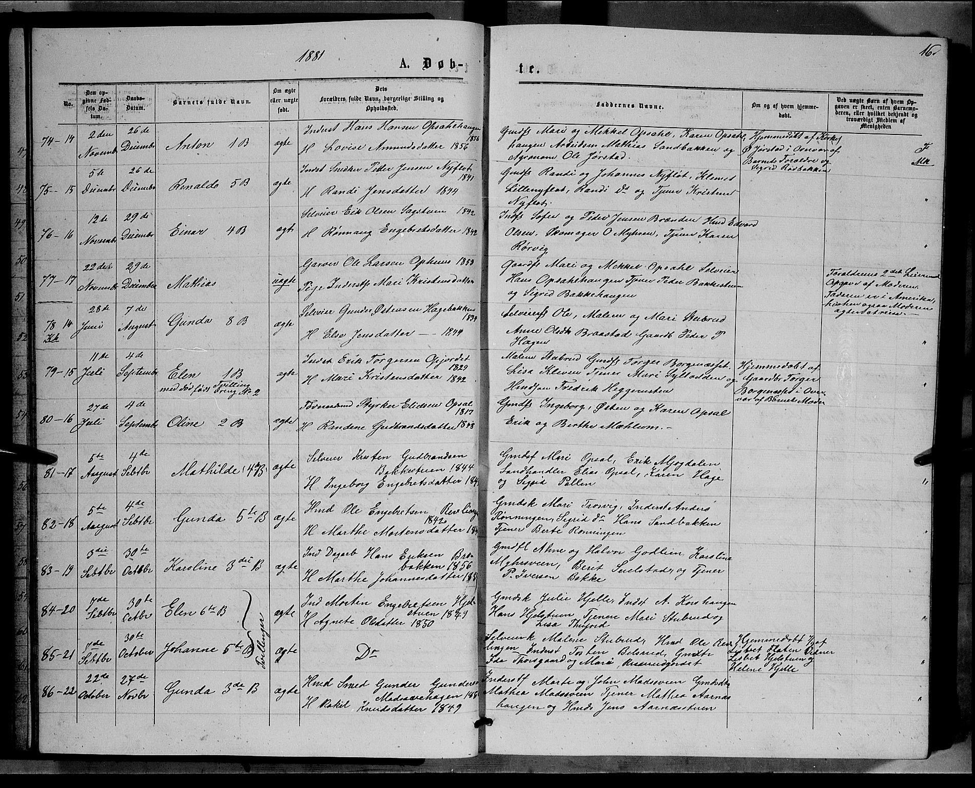 Ringebu prestekontor, AV/SAH-PREST-082/H/Ha/Hab/L0006: Parish register (copy) no. 6, 1880-1898, p. 16