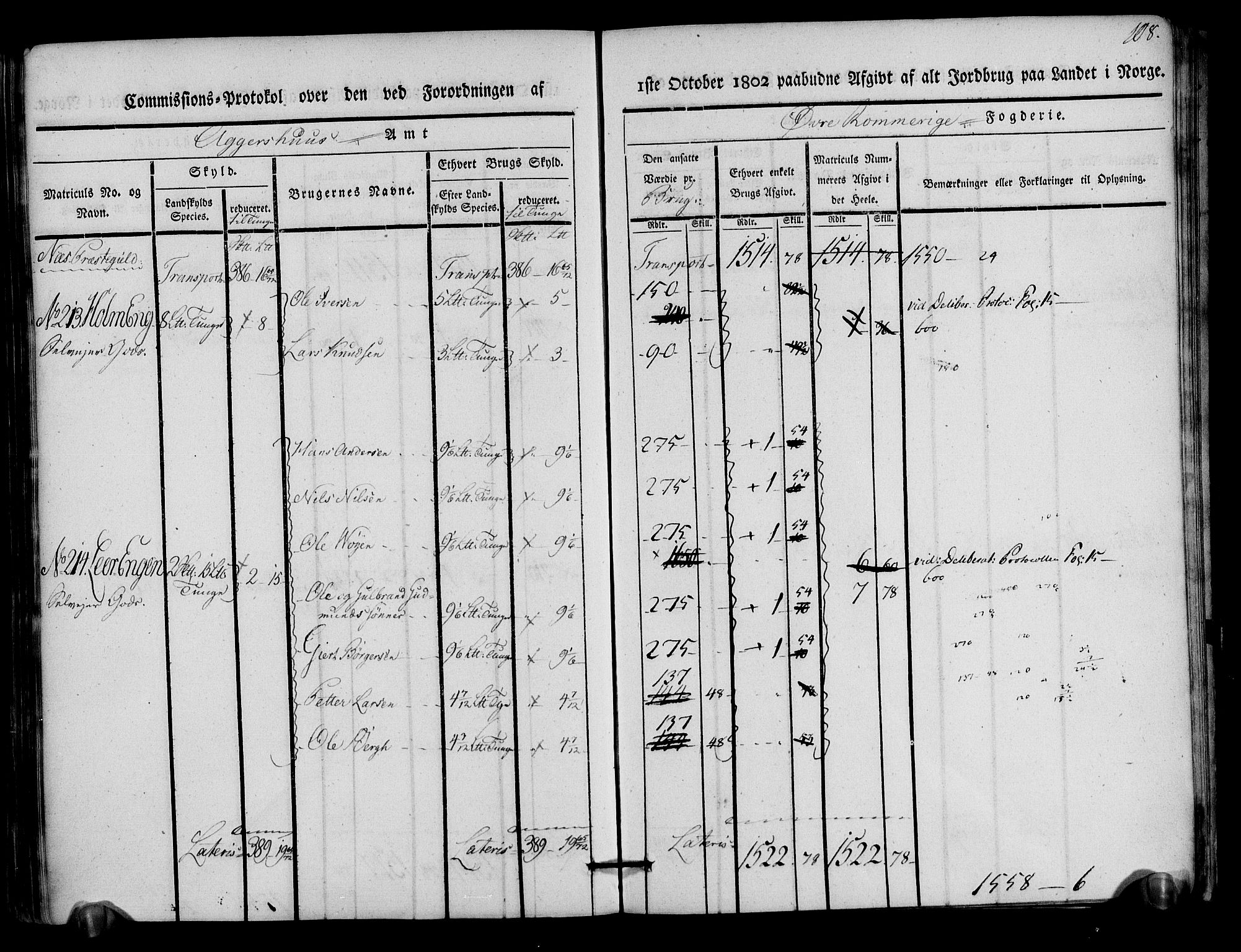 Rentekammeret inntil 1814, Realistisk ordnet avdeling, AV/RA-EA-4070/N/Ne/Nea/L0022: Øvre Romerike fogderi. Kommisjonsprotokoll for Nes og Gjerdrum prestegjeld, 1803, p. 109