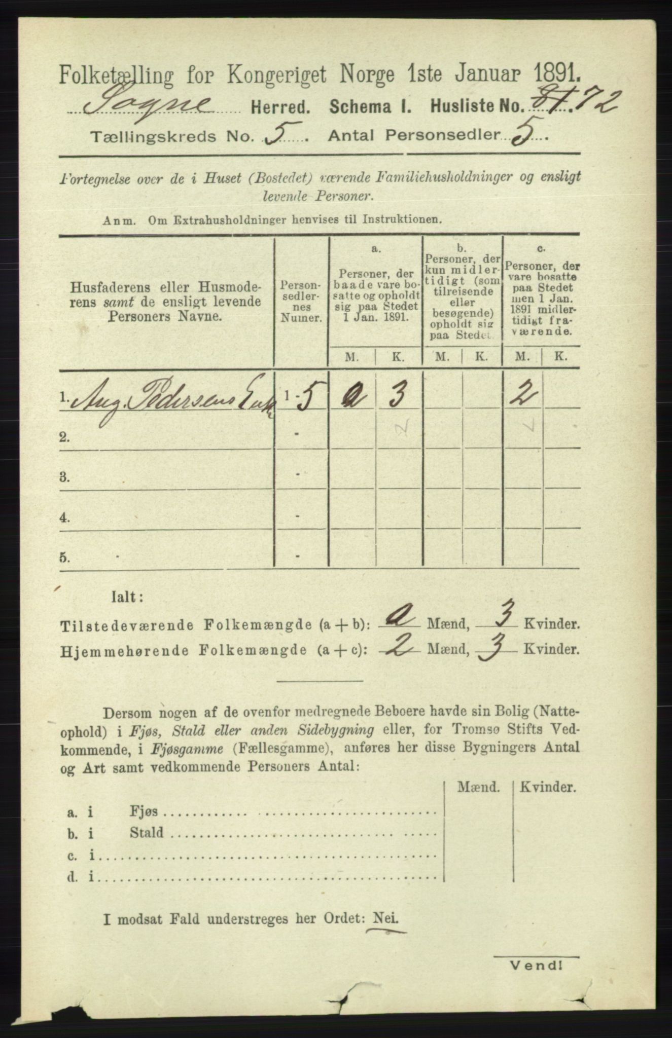 RA, 1891 census for 1018 Søgne, 1891, p. 903