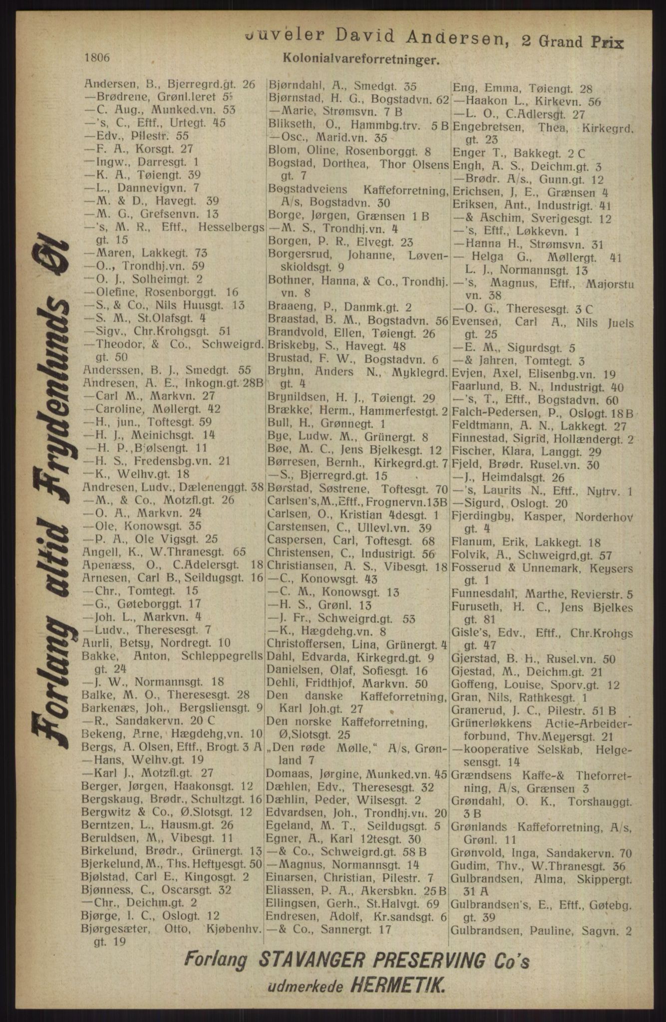 Kristiania/Oslo adressebok, PUBL/-, 1914, p. 1806