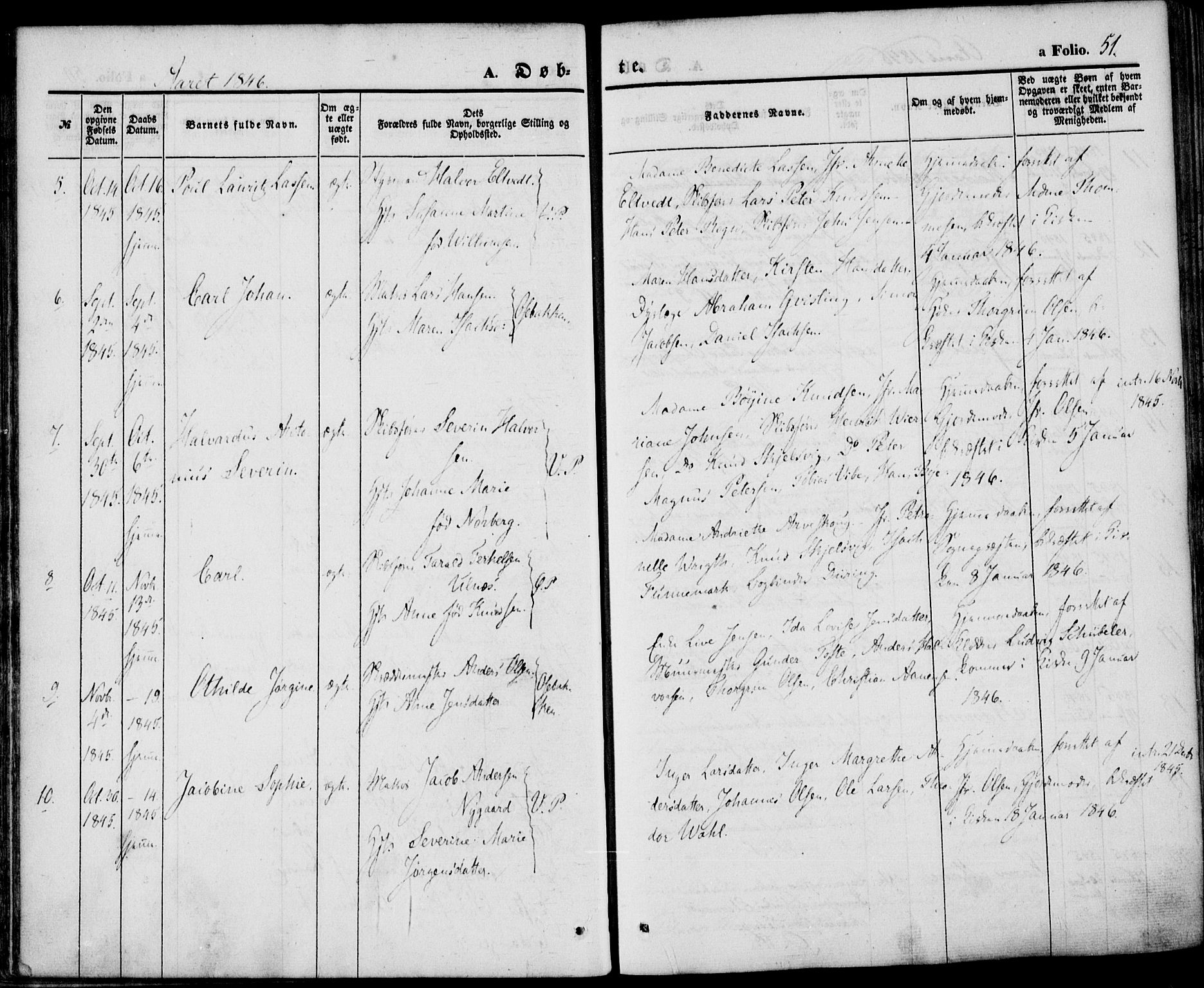 Porsgrunn kirkebøker , SAKO/A-104/F/Fa/L0006: Parish register (official) no. 6, 1841-1857, p. 51