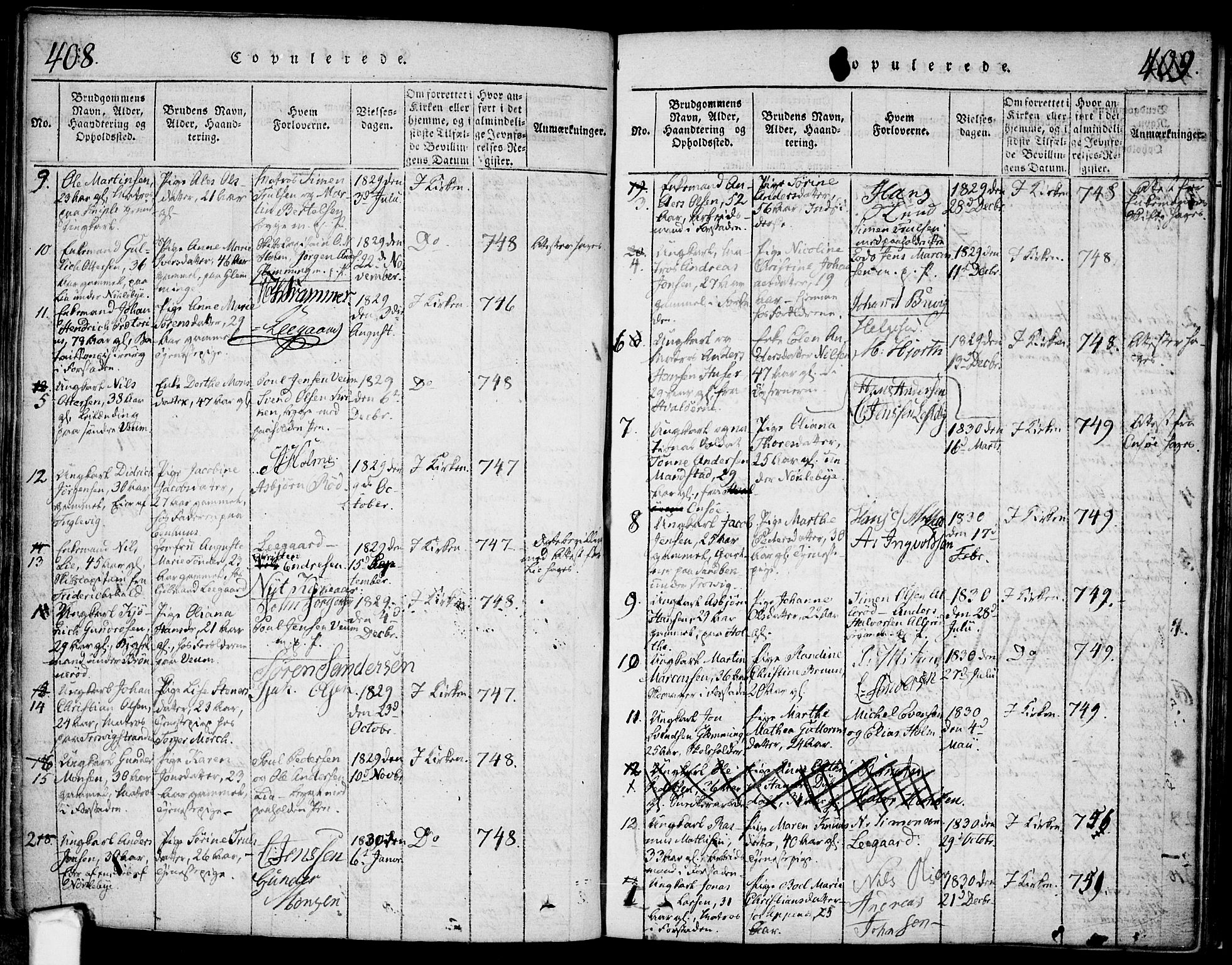 Glemmen prestekontor Kirkebøker, SAO/A-10908/F/Fa/L0004: Parish register (official) no. 4, 1816-1838, p. 408-409