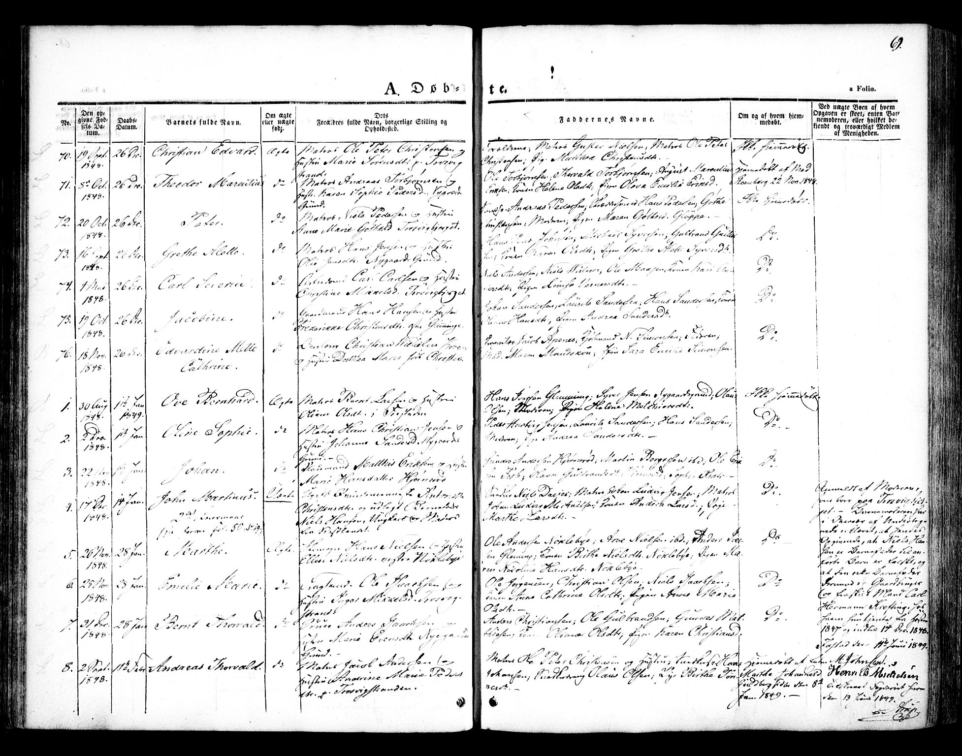 Glemmen prestekontor Kirkebøker, AV/SAO-A-10908/F/Fa/L0005: Parish register (official) no. 5, 1838-1852, p. 69