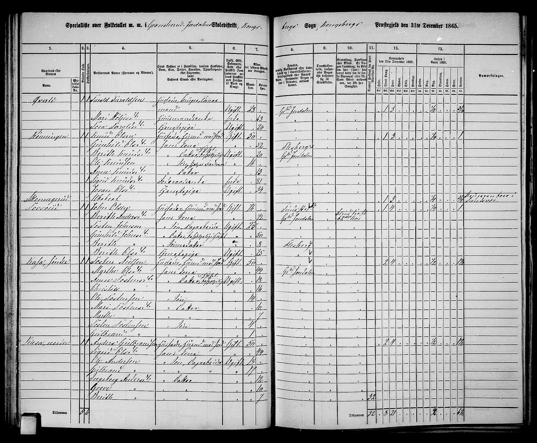 RA, 1865 census for Gransherad, 1865, p. 63