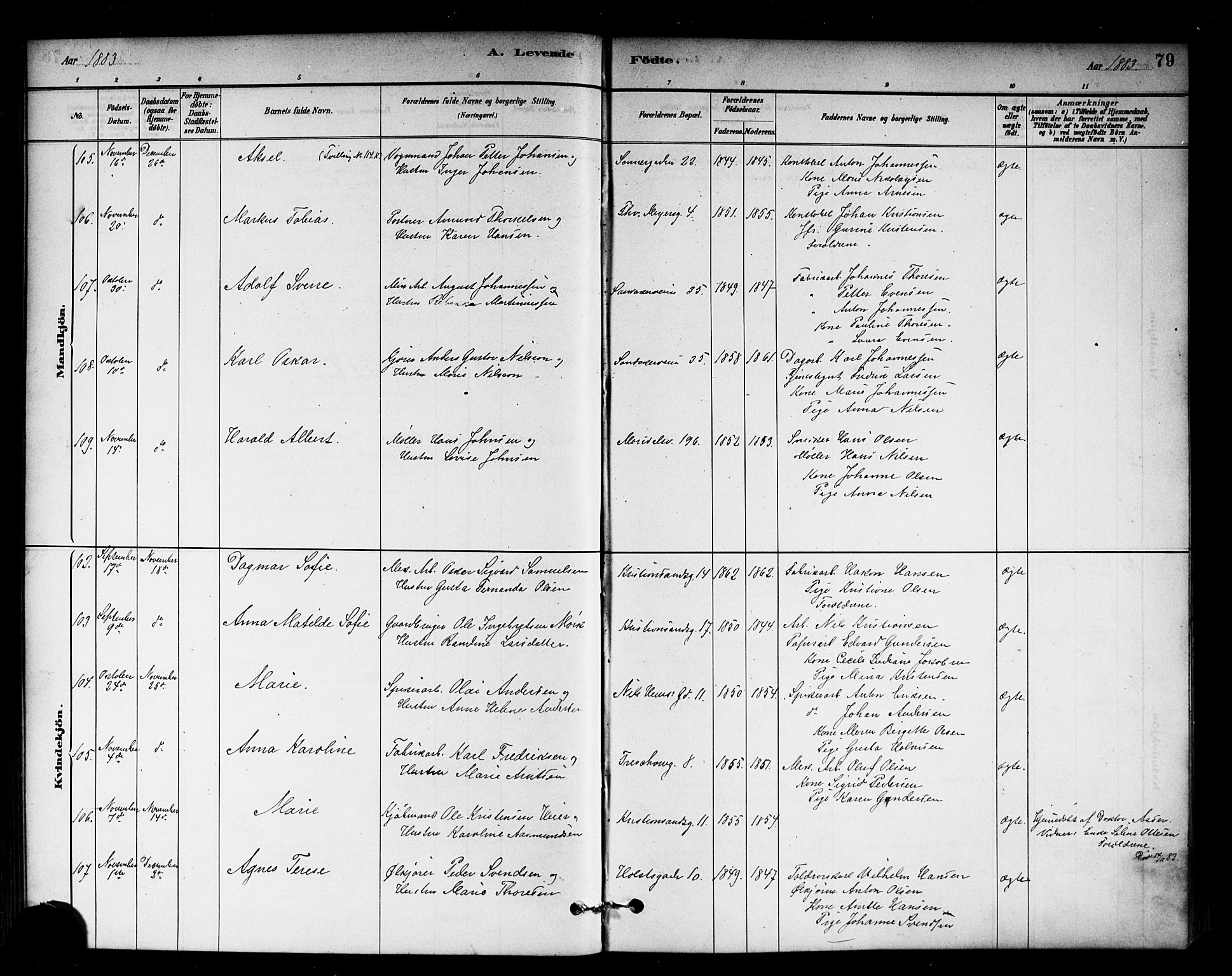 Sagene prestekontor Kirkebøker, AV/SAO-A-10796/G/L0001: Parish register (copy) no. 1, 1880-1891, p. 79