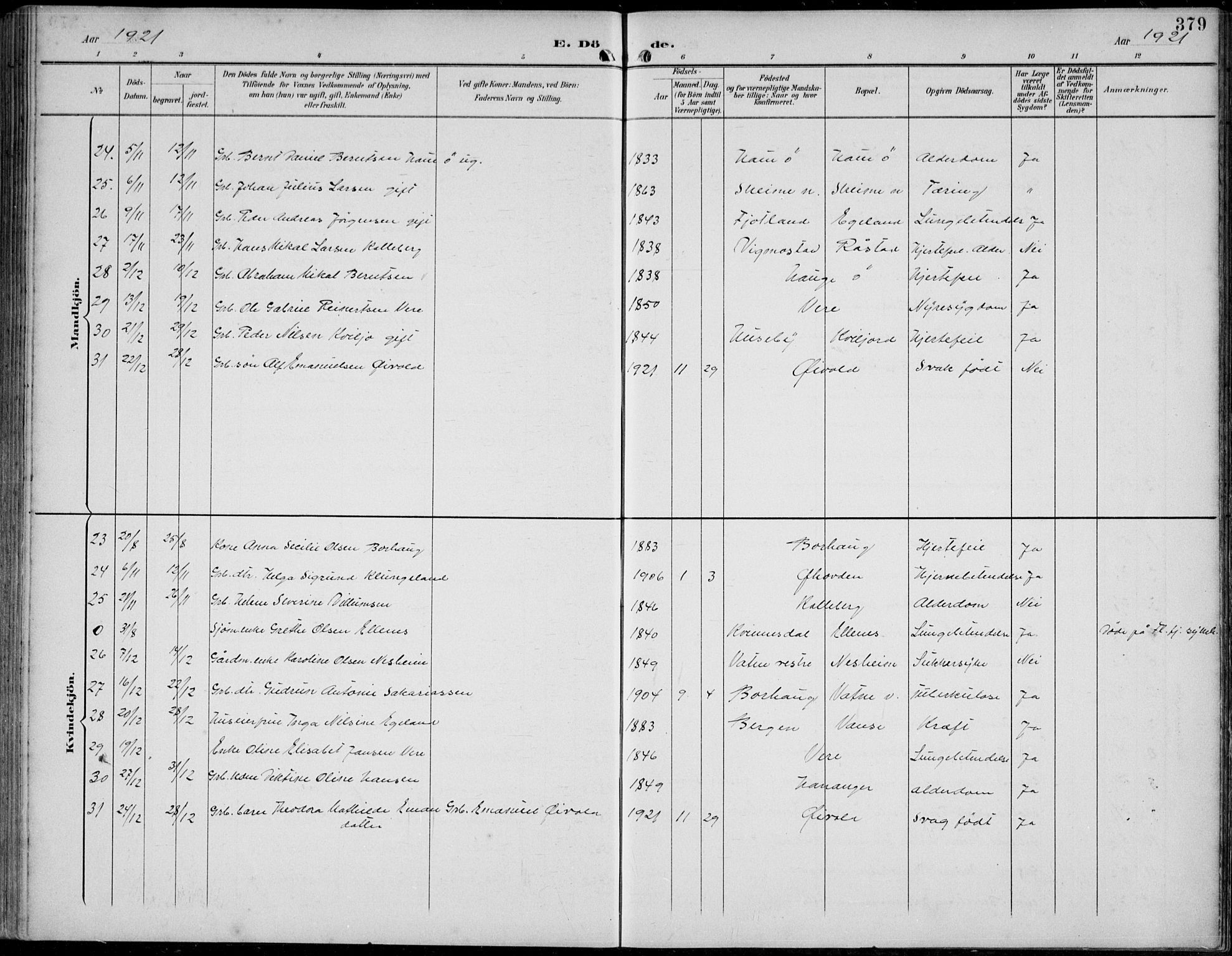 Lista sokneprestkontor, AV/SAK-1111-0027/F/Fb/L0005: Parish register (copy) no. B 5, 1892-1923, p. 379