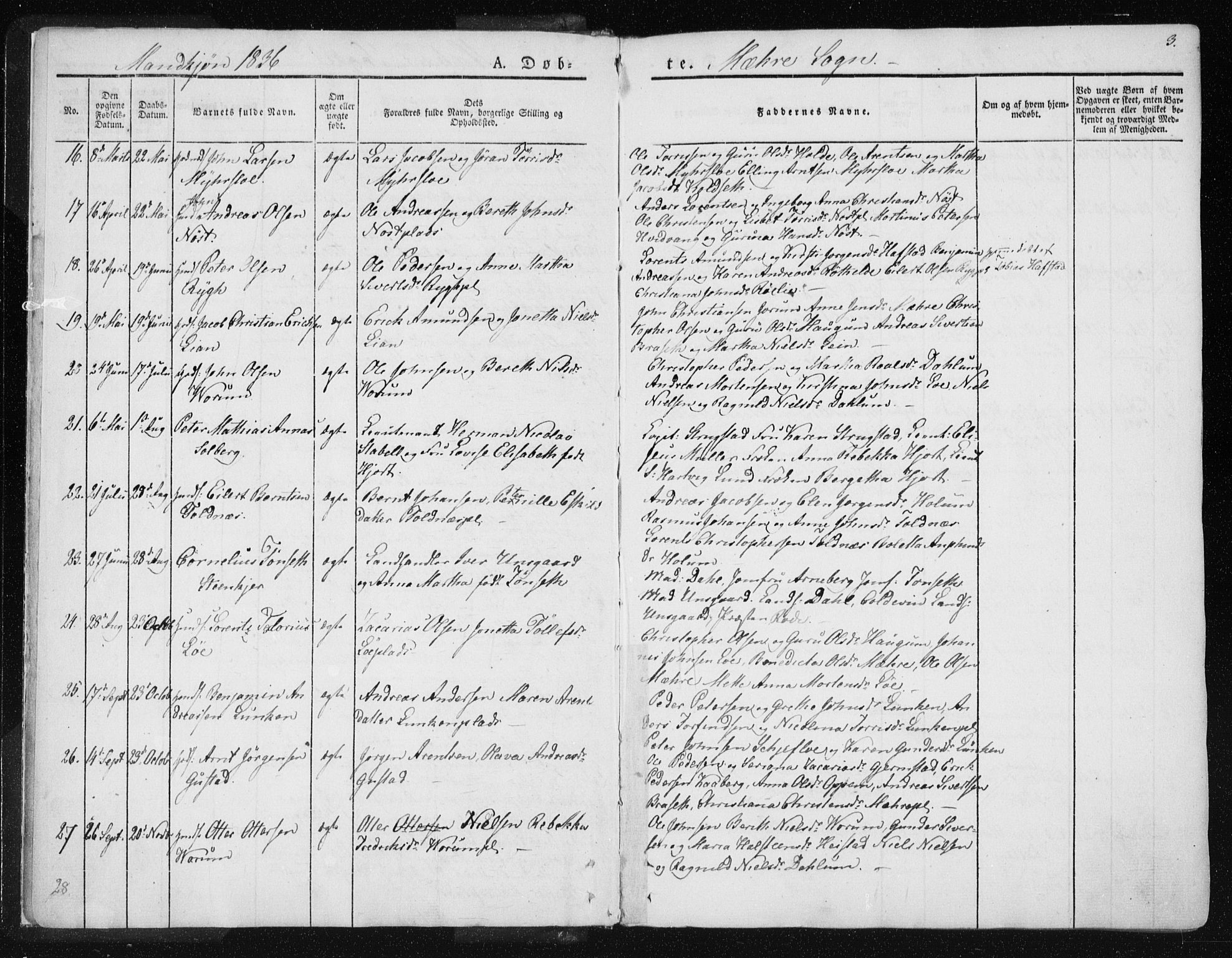 Ministerialprotokoller, klokkerbøker og fødselsregistre - Nord-Trøndelag, SAT/A-1458/735/L0339: Parish register (official) no. 735A06 /1, 1836-1848, p. 3