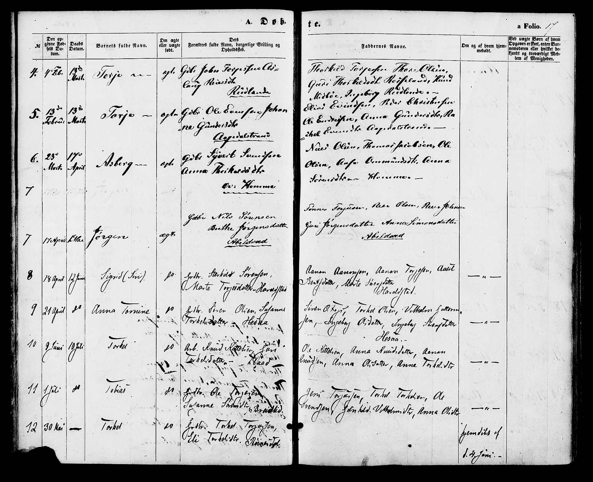 Bjelland sokneprestkontor, AV/SAK-1111-0005/F/Fa/Faa/L0003: Parish register (official) no. A 3, 1867-1887, p. 17