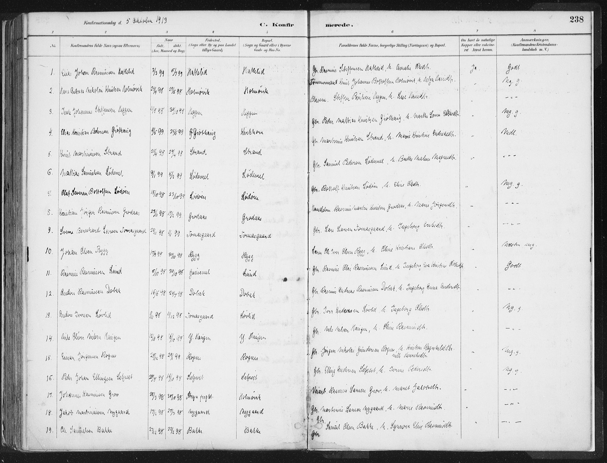 Hornindal sokneprestembete, AV/SAB-A-82401/H/Haa/Haaa/L0003/0001: Parish register (official) no. A 3A, 1887-1917, p. 238