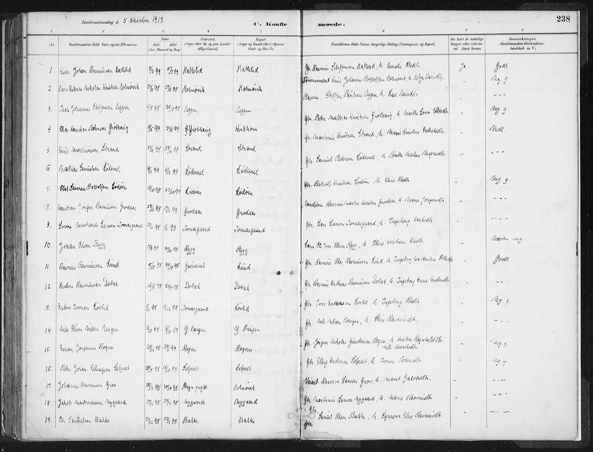 Hornindal sokneprestembete, SAB/A-82401/H/Haa/Haaa/L0003/0001: Parish register (official) no. A 3A, 1887-1917, p. 238