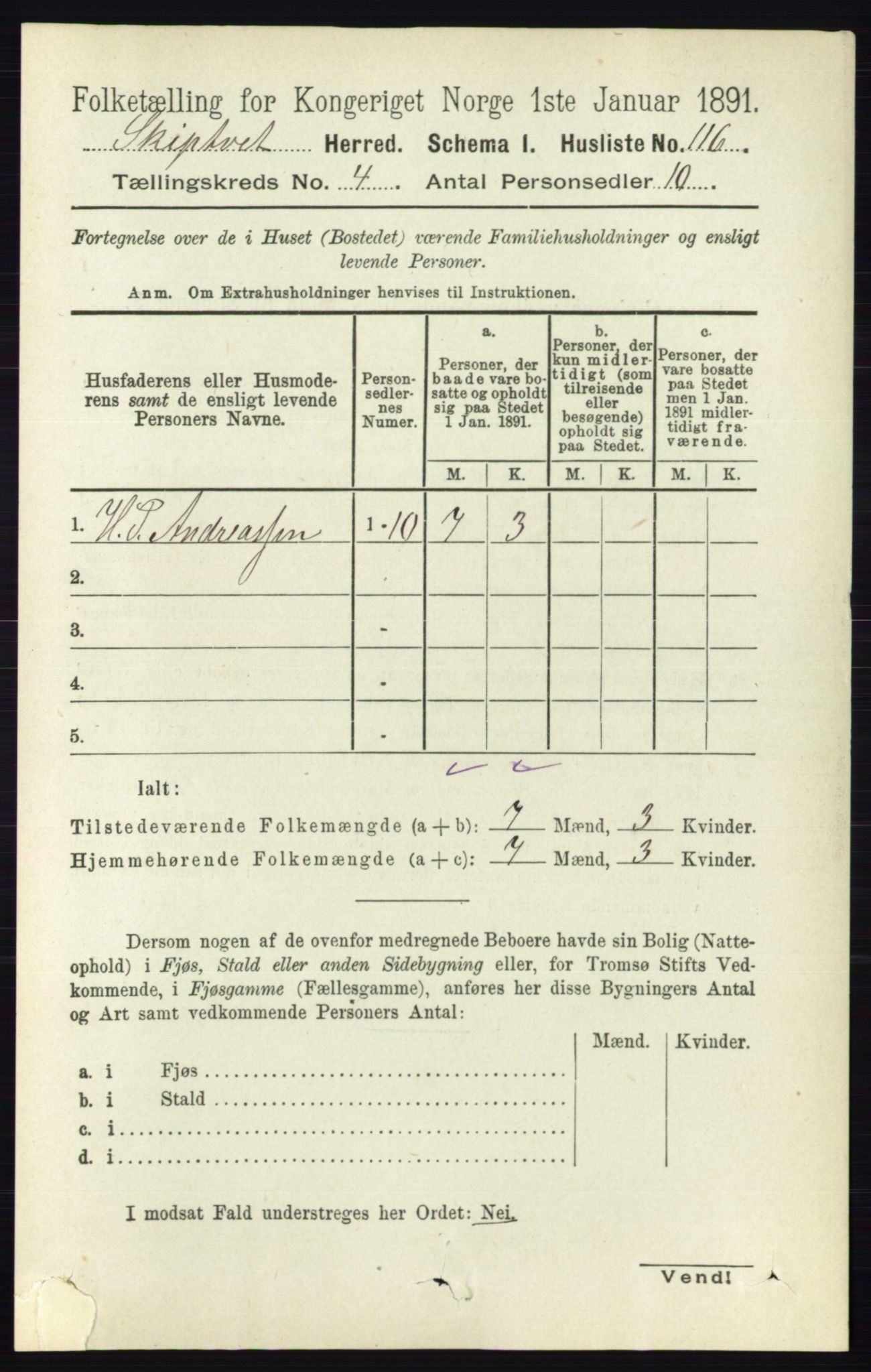 RA, 1891 census for 0127 Skiptvet, 1891, p. 1960