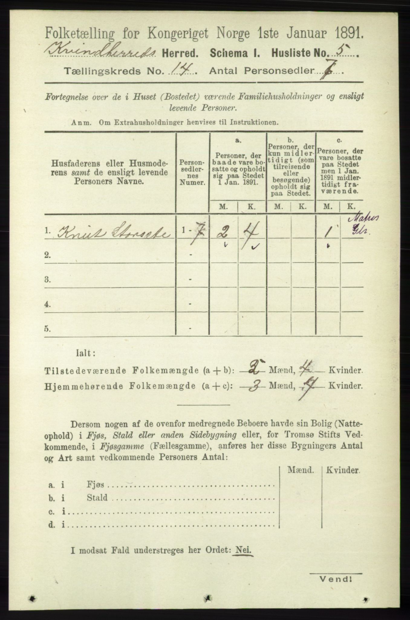 RA, 1891 census for 1224 Kvinnherad, 1891, p. 4624