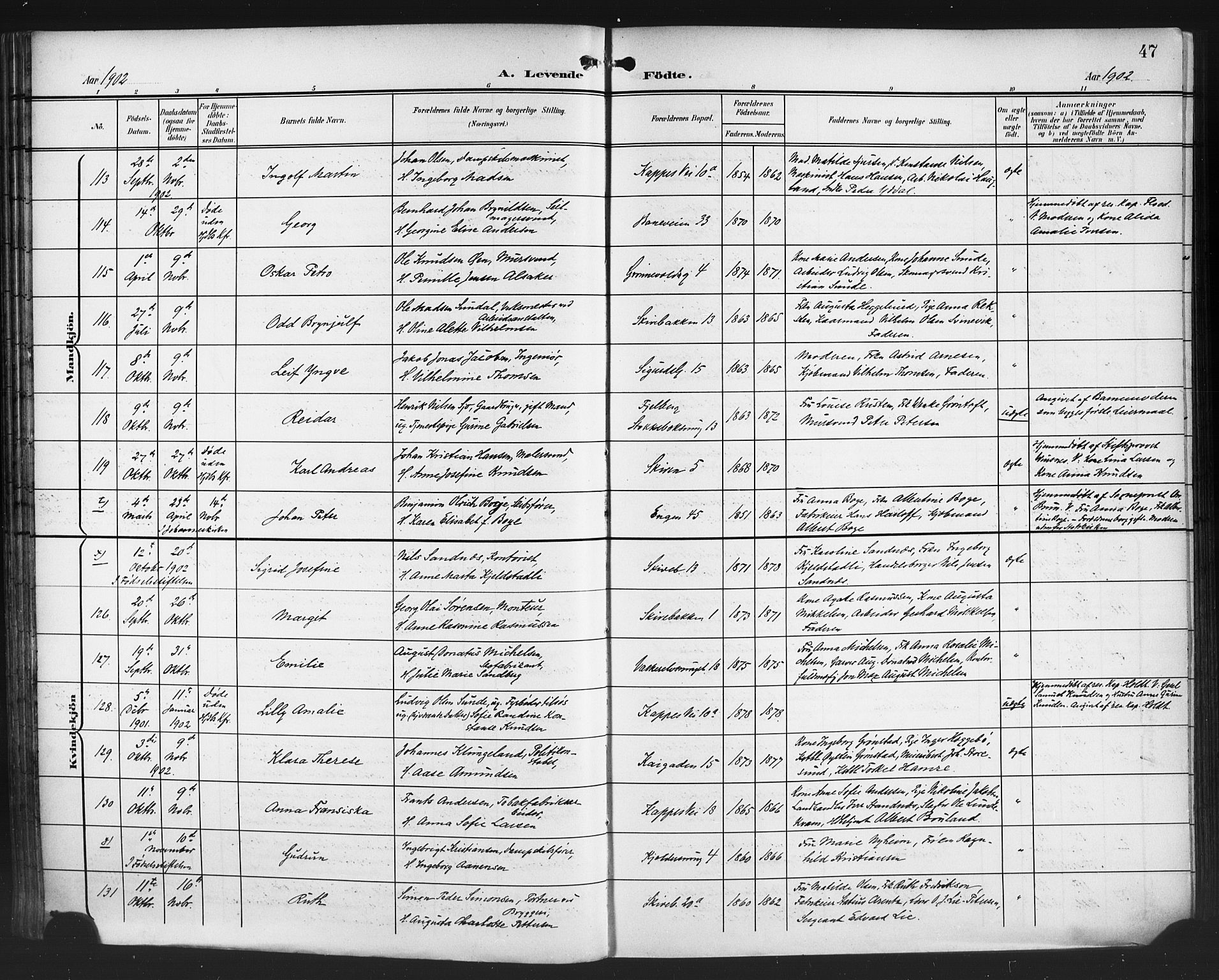 Domkirken sokneprestembete, AV/SAB-A-74801/H/Hab/L0017: Parish register (copy) no. B 10, 1900-1915, p. 47