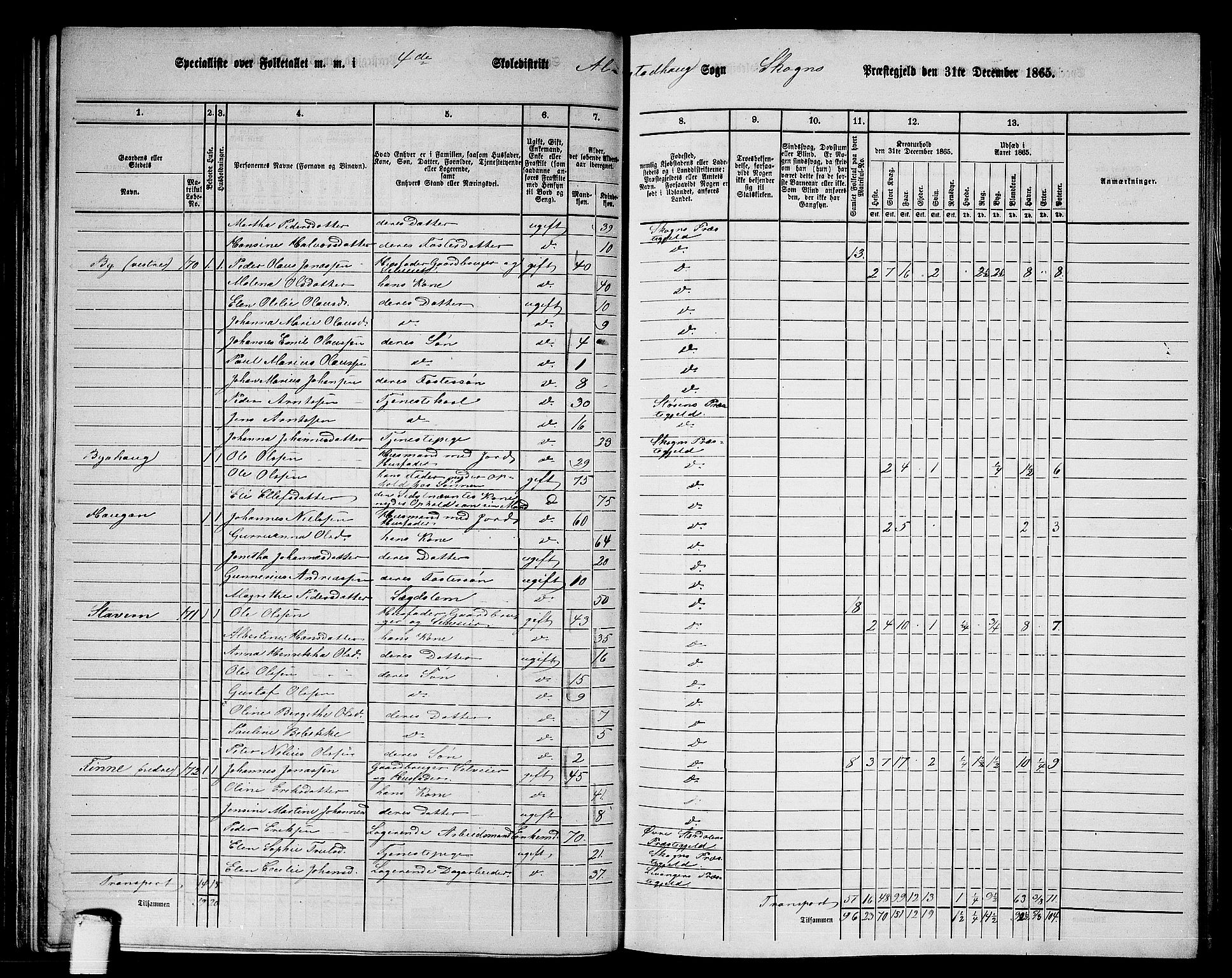 RA, 1865 census for Skogn, 1865, p. 99