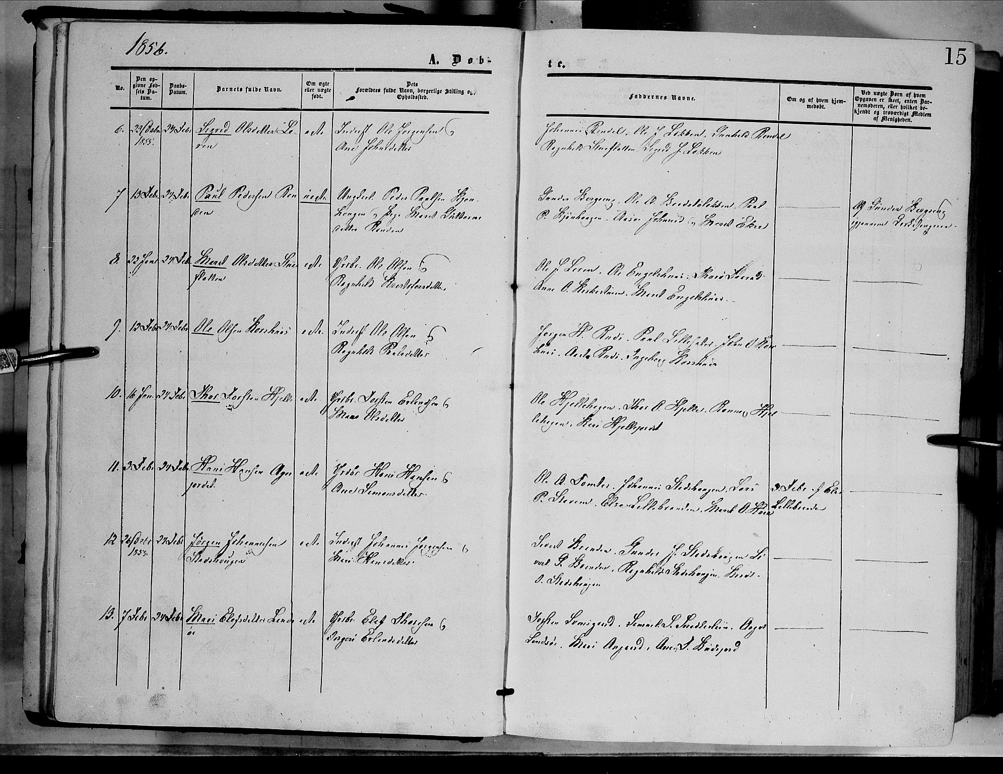 Dovre prestekontor, SAH/PREST-066/H/Ha/Haa/L0001: Parish register (official) no. 1, 1854-1878, p. 15