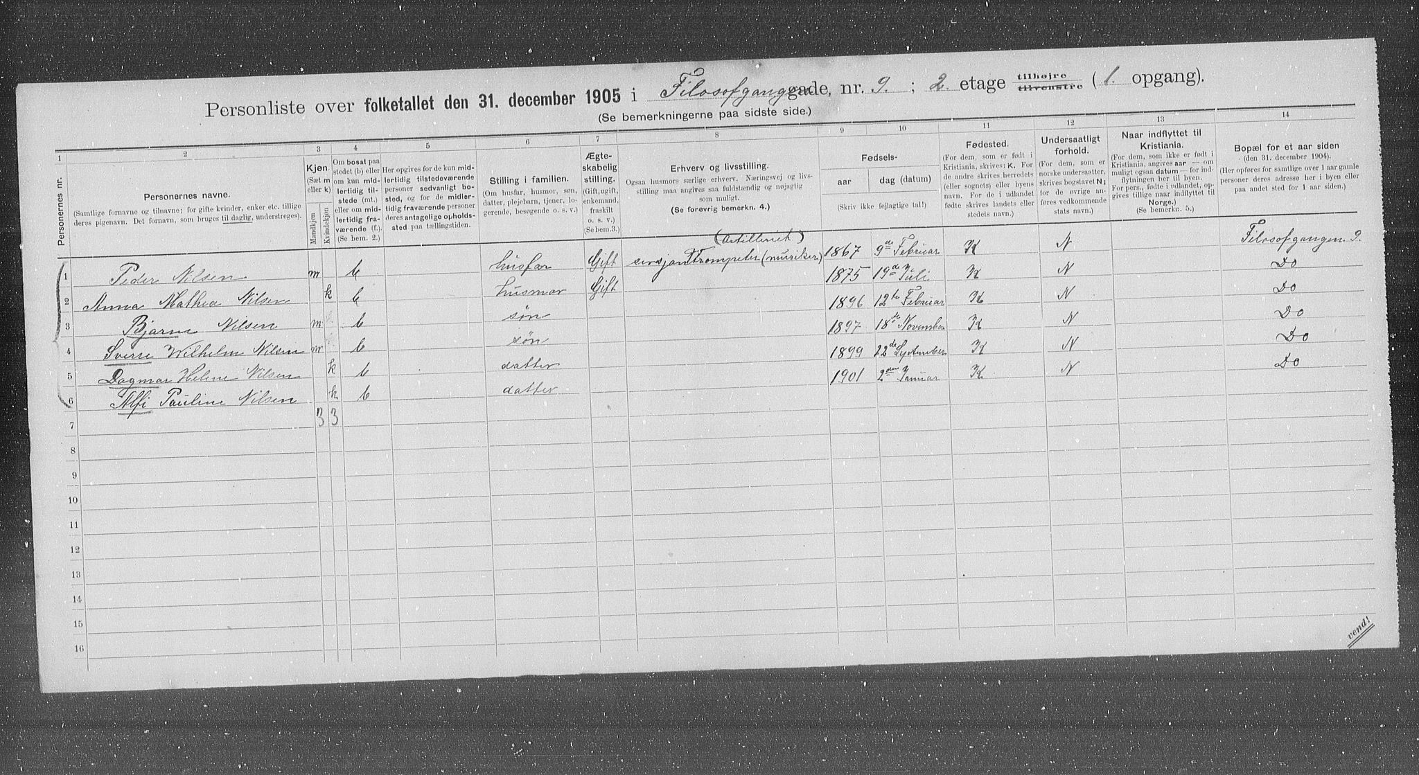 OBA, Municipal Census 1905 for Kristiania, 1905, p. 12522