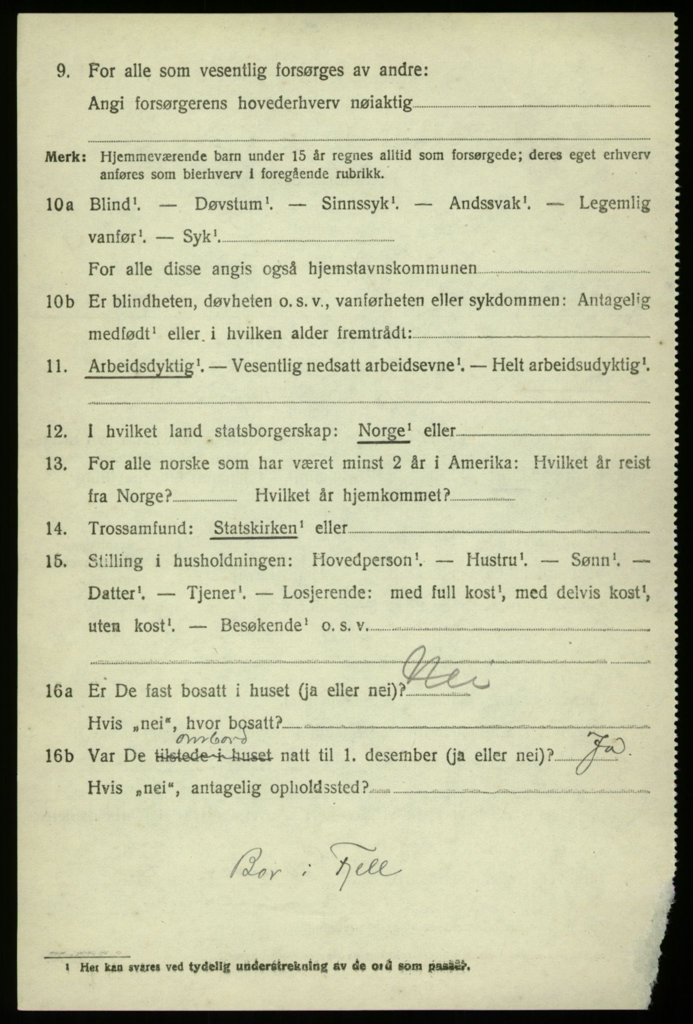 SAB, 1920 census for Hosanger, 1920, p. 2312